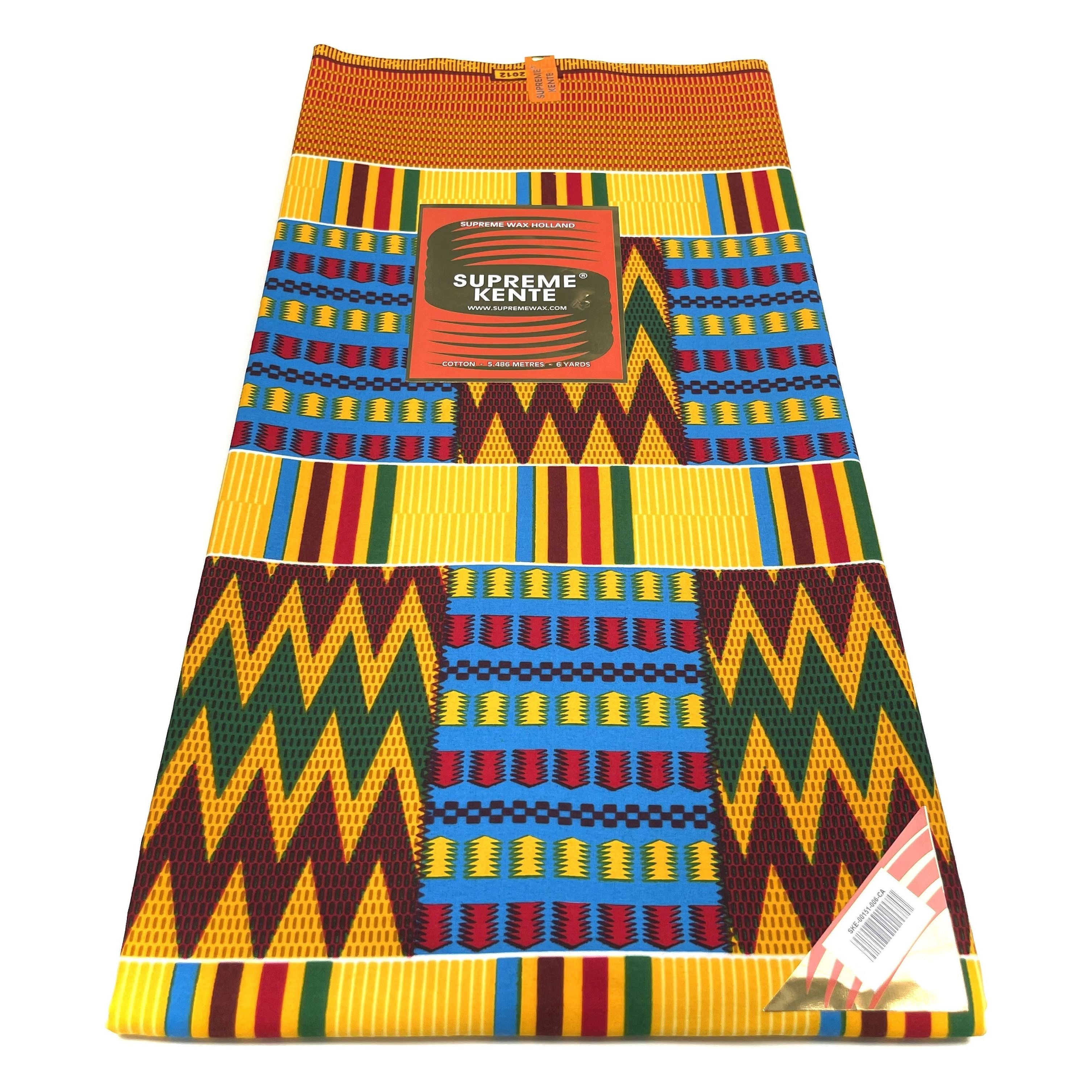 Pagne di cera africana - Tessuto di cotone da 6 iarde - SUPREME KENTE/KINTA/KITA