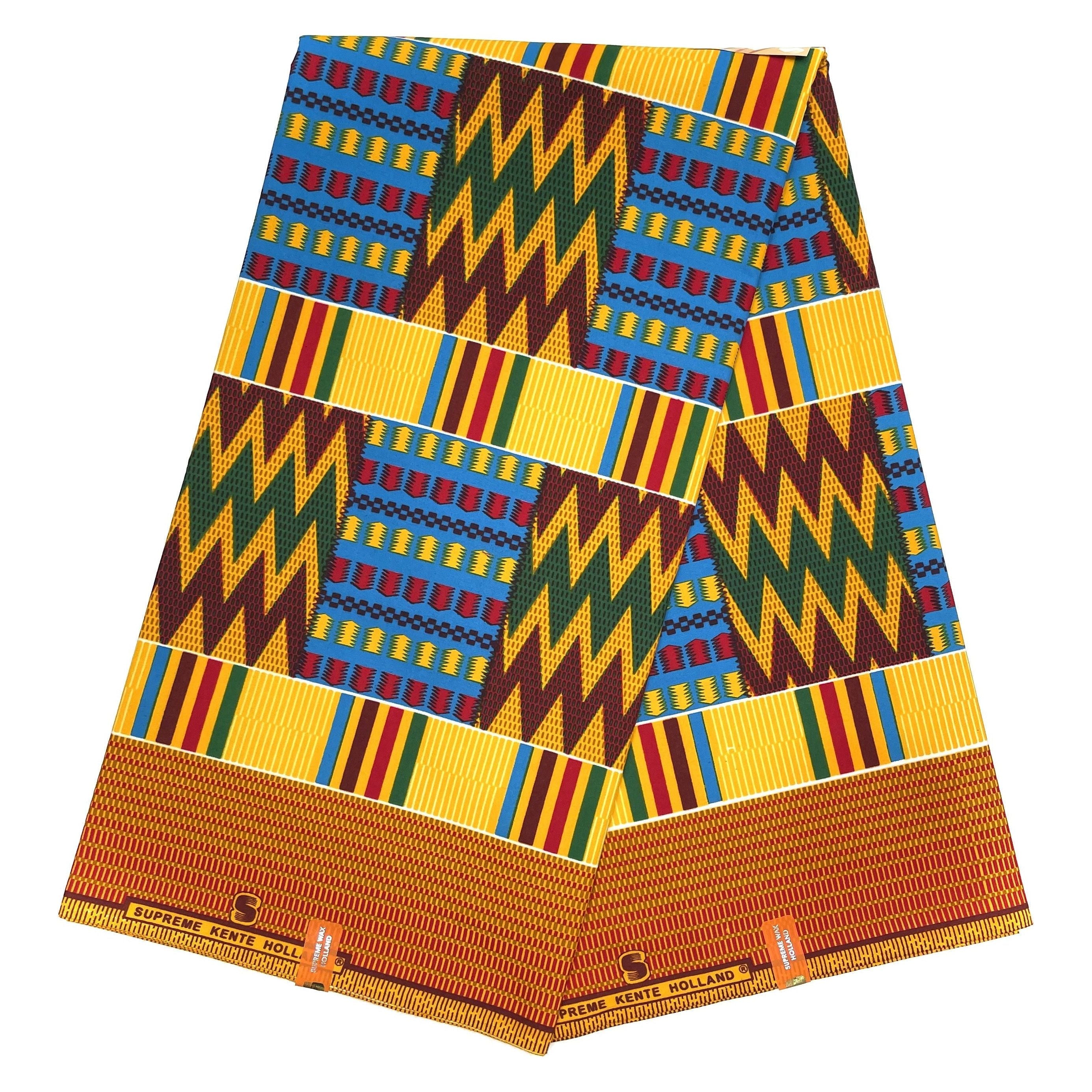 Pagne di cera africana - Tessuto di cotone da 6 iarde - SUPREME KENTE/KINTA/KITA