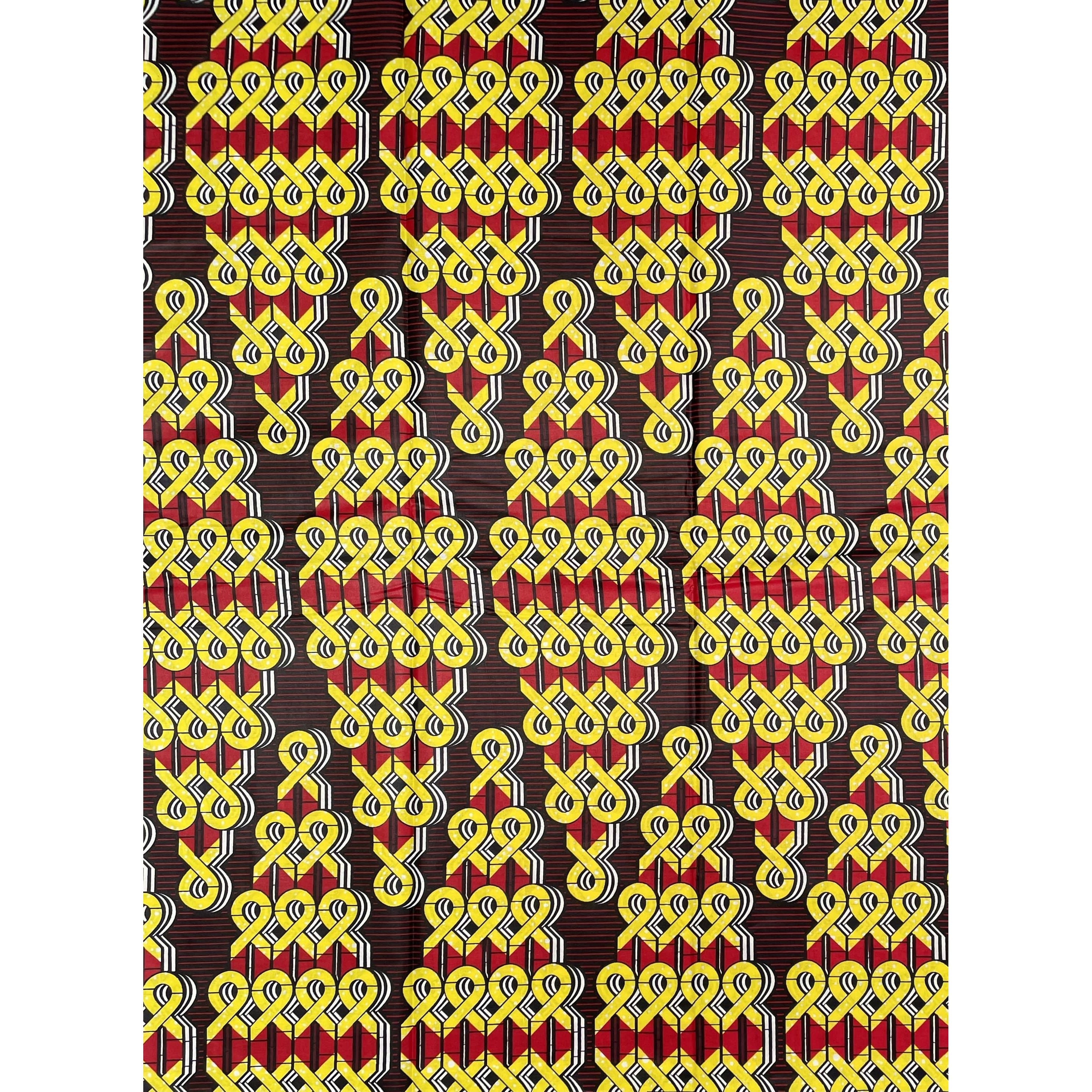 Wax Tissu Pagne Africain - Coupon 2 Yards 100% Coton - Aspect CIRÉ - JAUNE / ROSE