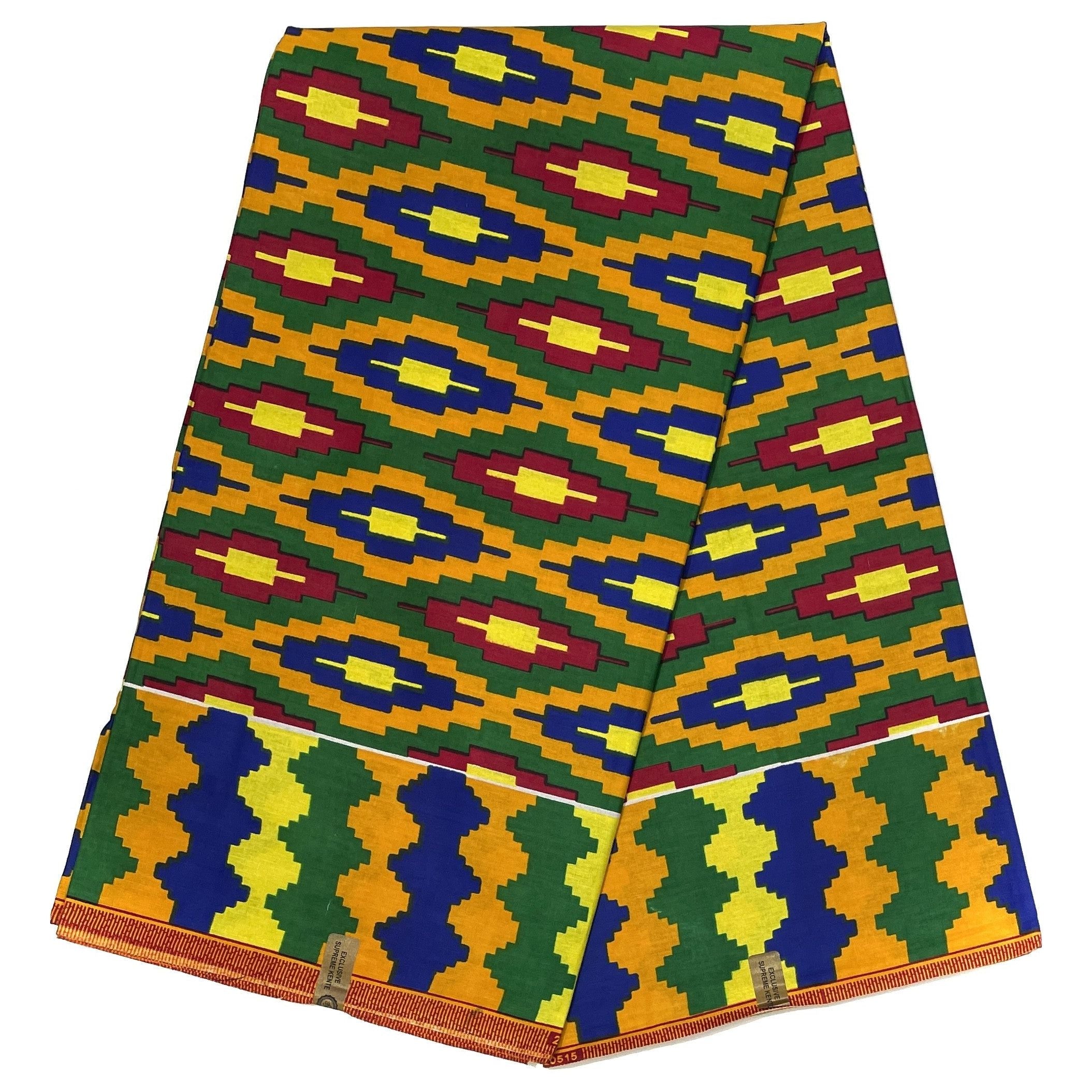 Pagne di cera africana - Tessuto di cotone 100% da 6 metri - KENTE / KINTE / KITA