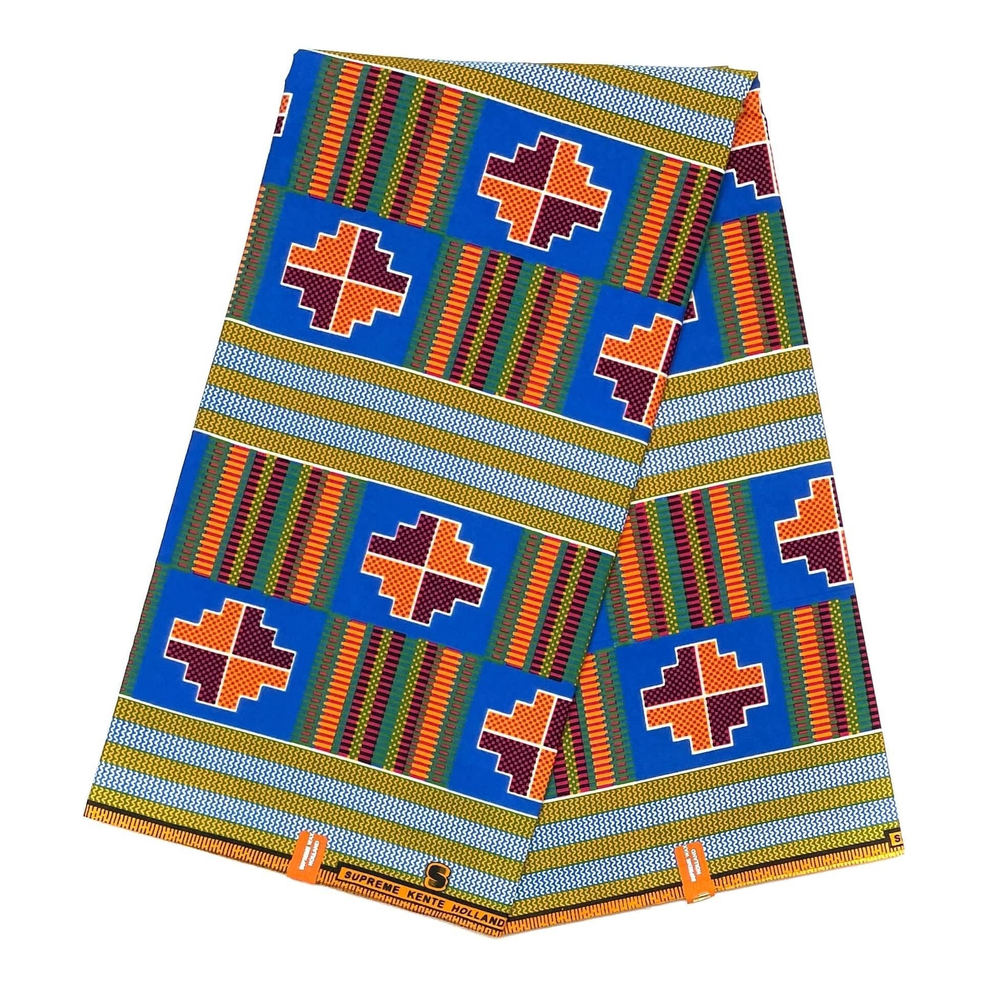 Pagne di cera africana - Tessuto di cotone da 6 iarde - SUPREME KENTE/KINTA/KITA