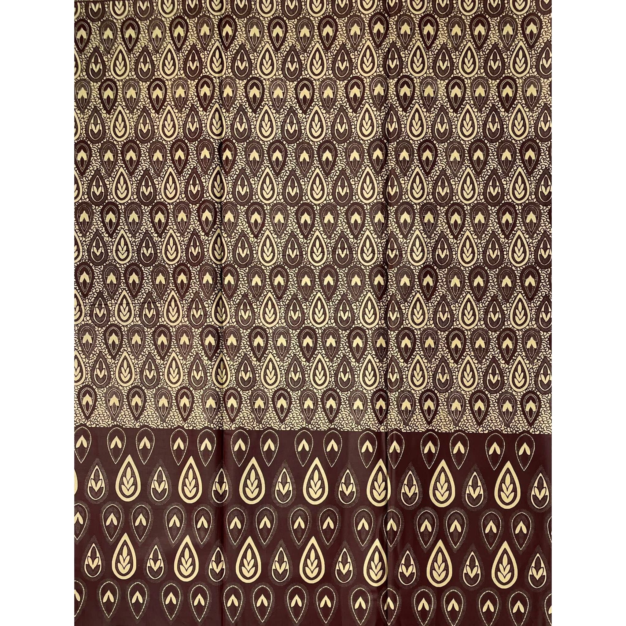 African Wax Pagne - Satin Fabric 6 Yards 100% Cotton - BROWN / BEIGE