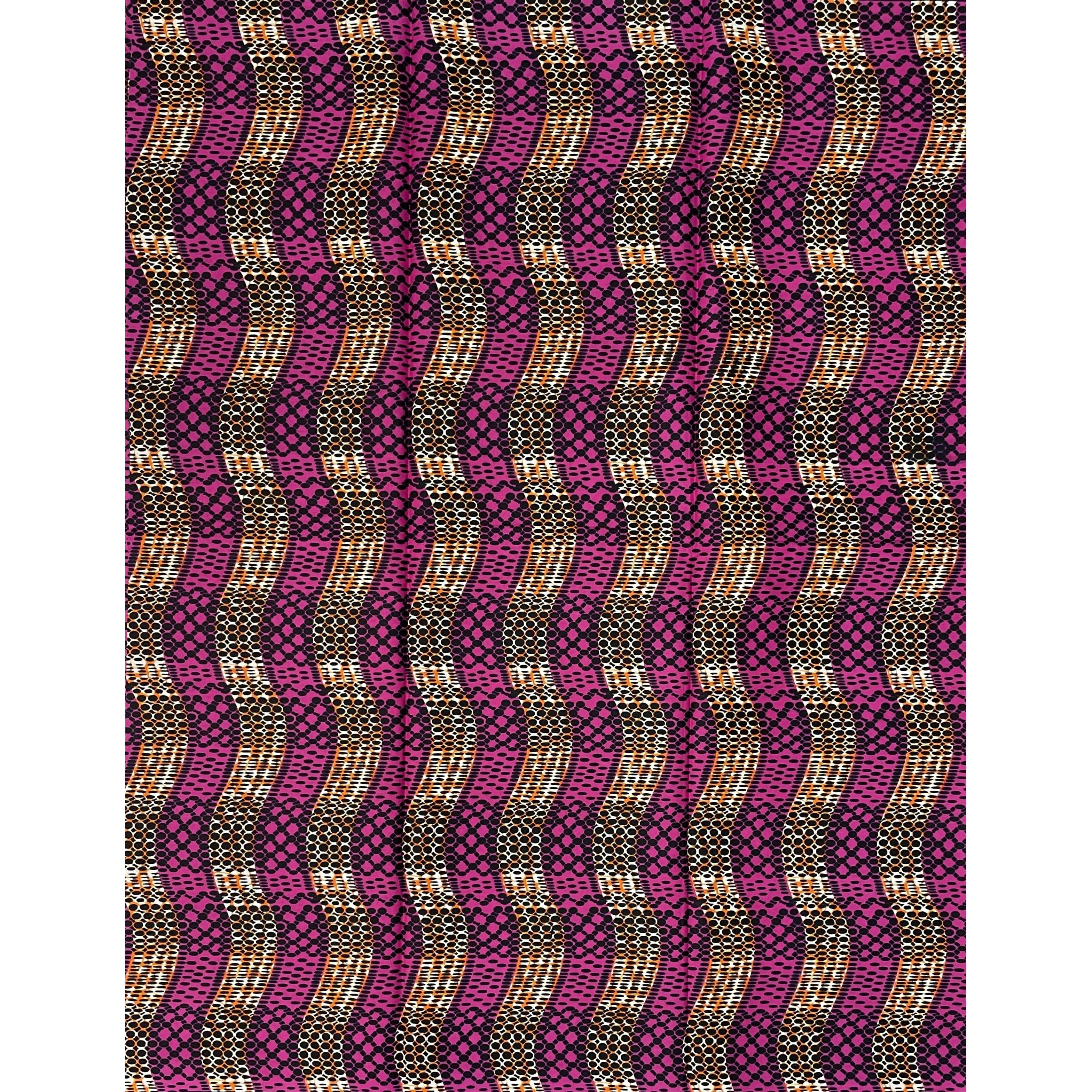 African Wax Pagne - 6 Yards 100% Cotton Fabric - PINK / ORANGE