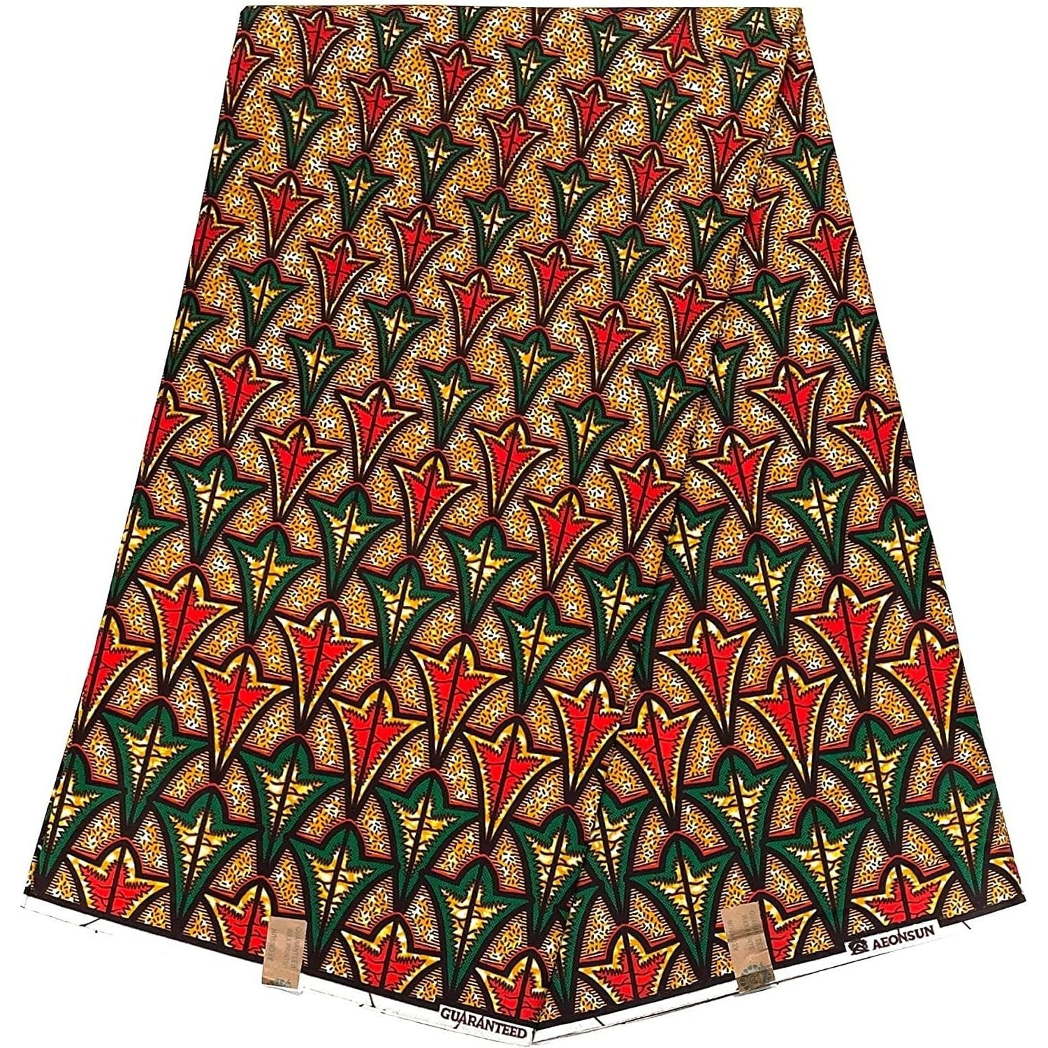 Tessuto per perizoma africano in cera - Coupon 2 iarde 100% cotone - ROSSO / VERDE