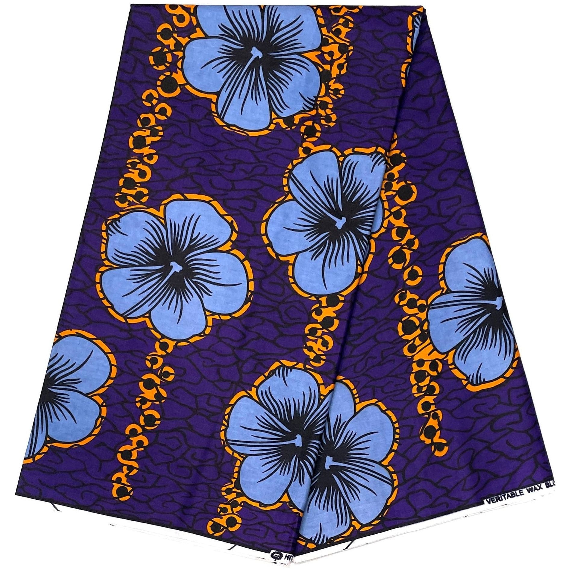 Tessuto per perizoma africano in cera - Coupon 2 iarde 100% cotone - VIOLA / BLU