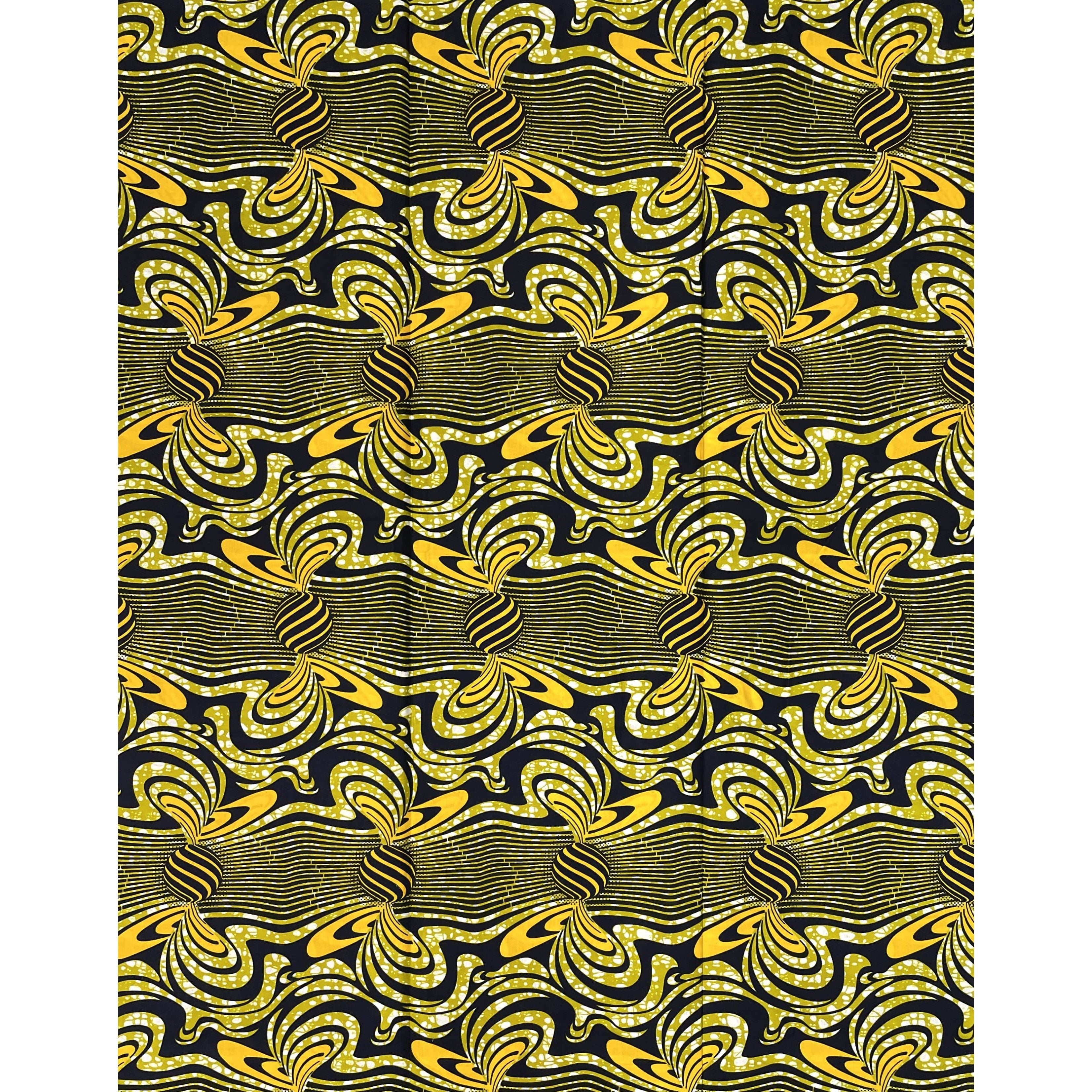 Wax Pagne Africain - Tissu 6 Yards 100% Coton - JAUNE