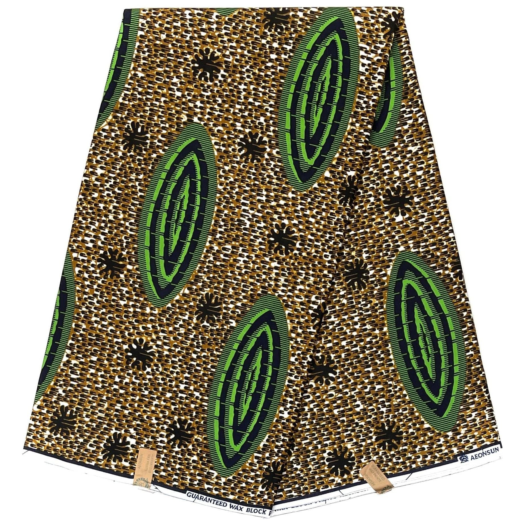 Pagne di cera africana - Tessuto 6 metri 100% cotone - VERDE