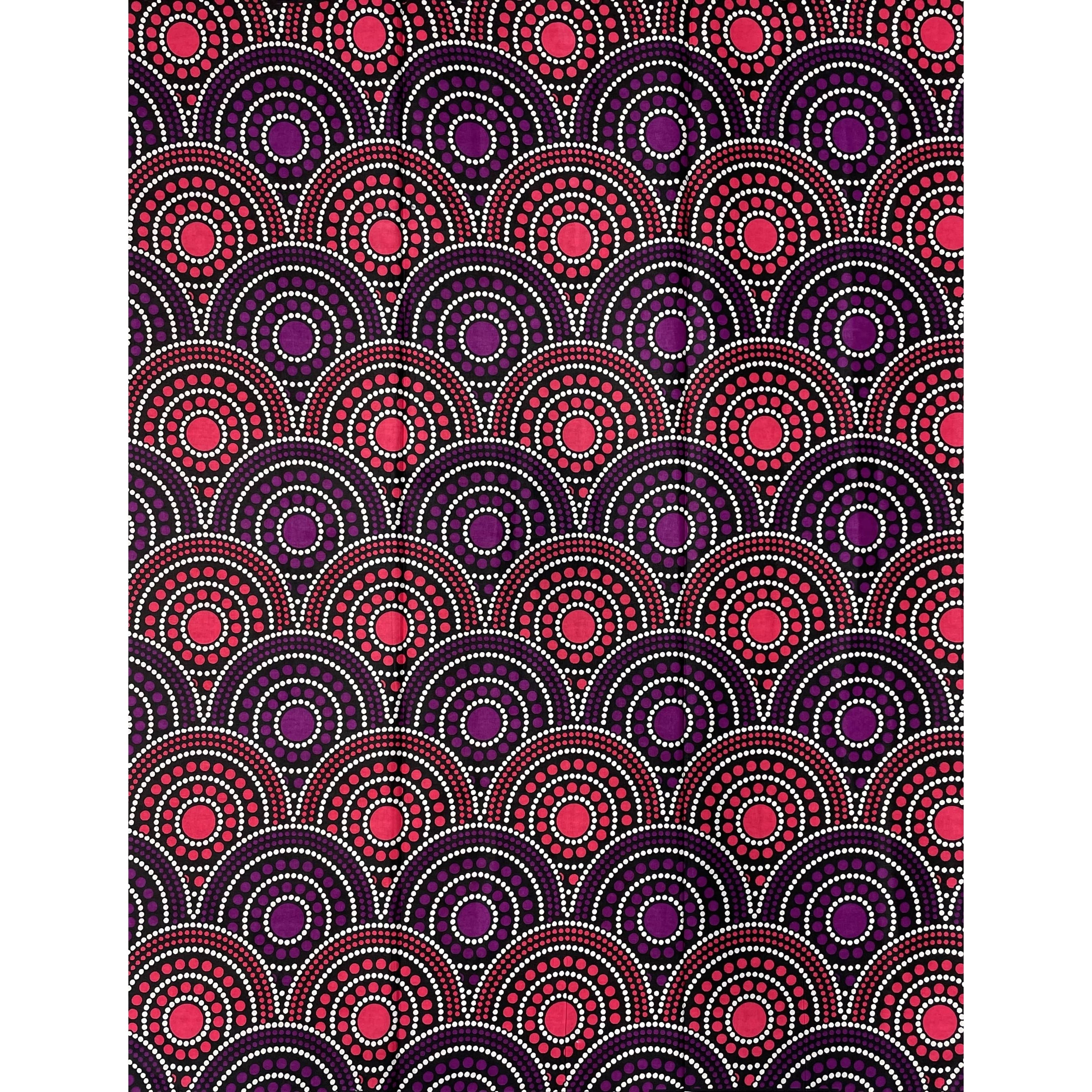 Wax African Loincloth Fabric - Coupon 2 Yards 100% Cotton - PINK / PURPLE