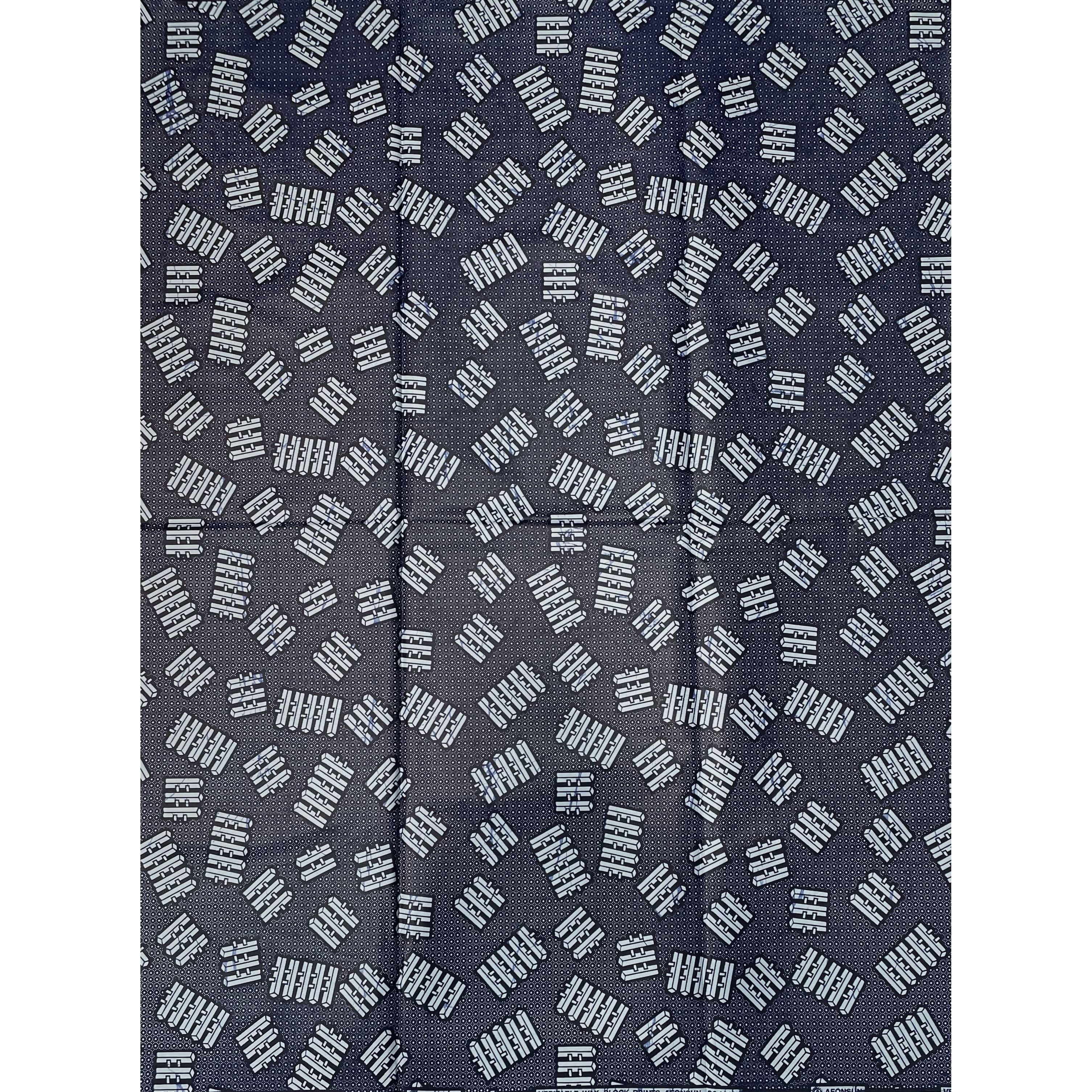 African Wax Pagne - Satin Fabric 6 Yards 100% Cotton - BLUE