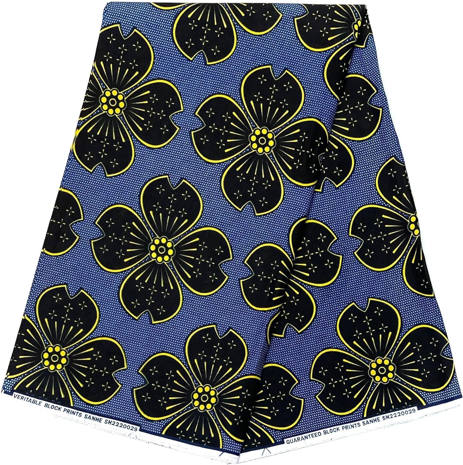 Tessuto per perizoma africano in cera - Coupon 2 iarde 100% cotone - GIALLO / BLU