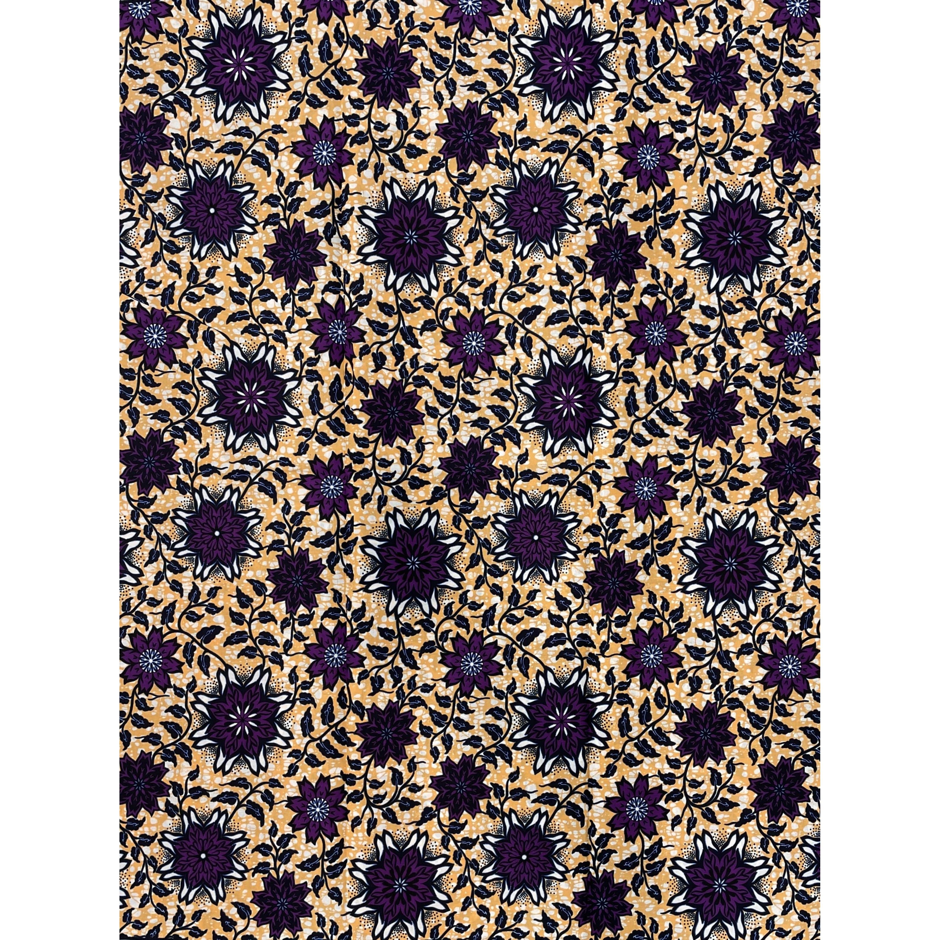 Wax African Loincloth Fabric - Coupon 2 Yards 100% Cotton - PURPLE / SALMON