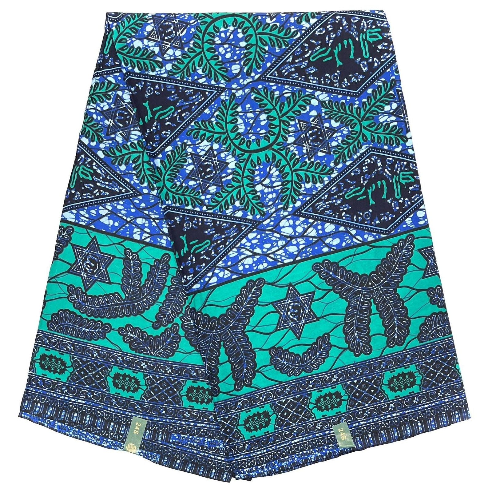 Tessuto per perizoma africano in cera - Coupon 2 iarde 100% cotone - TURCHESE / BLU