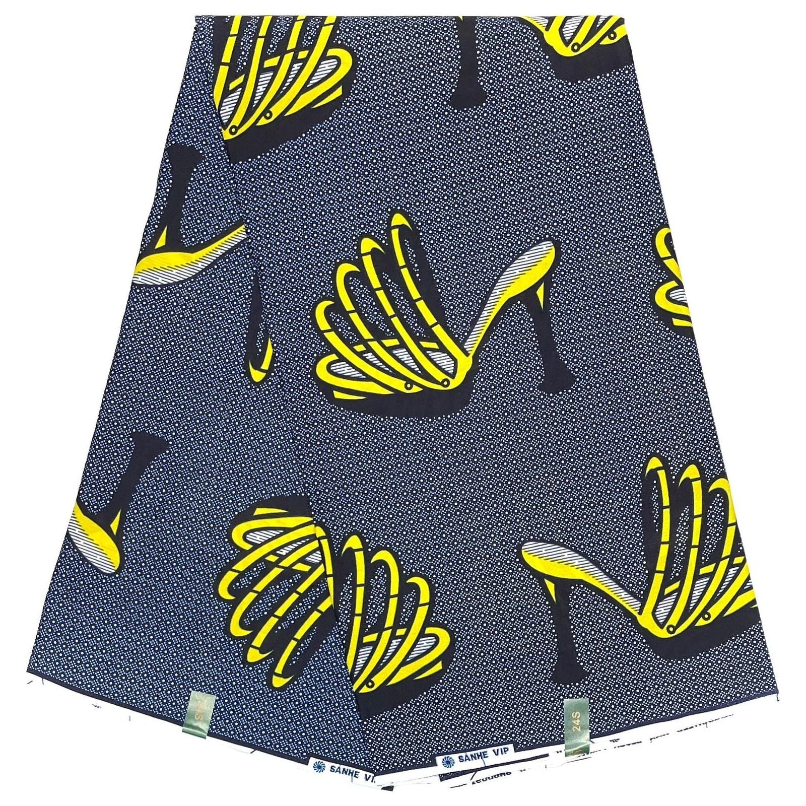 Tessuto per perizoma africano in cera - Coupon 2 iarde 100% cotone - BLU / GIALLO