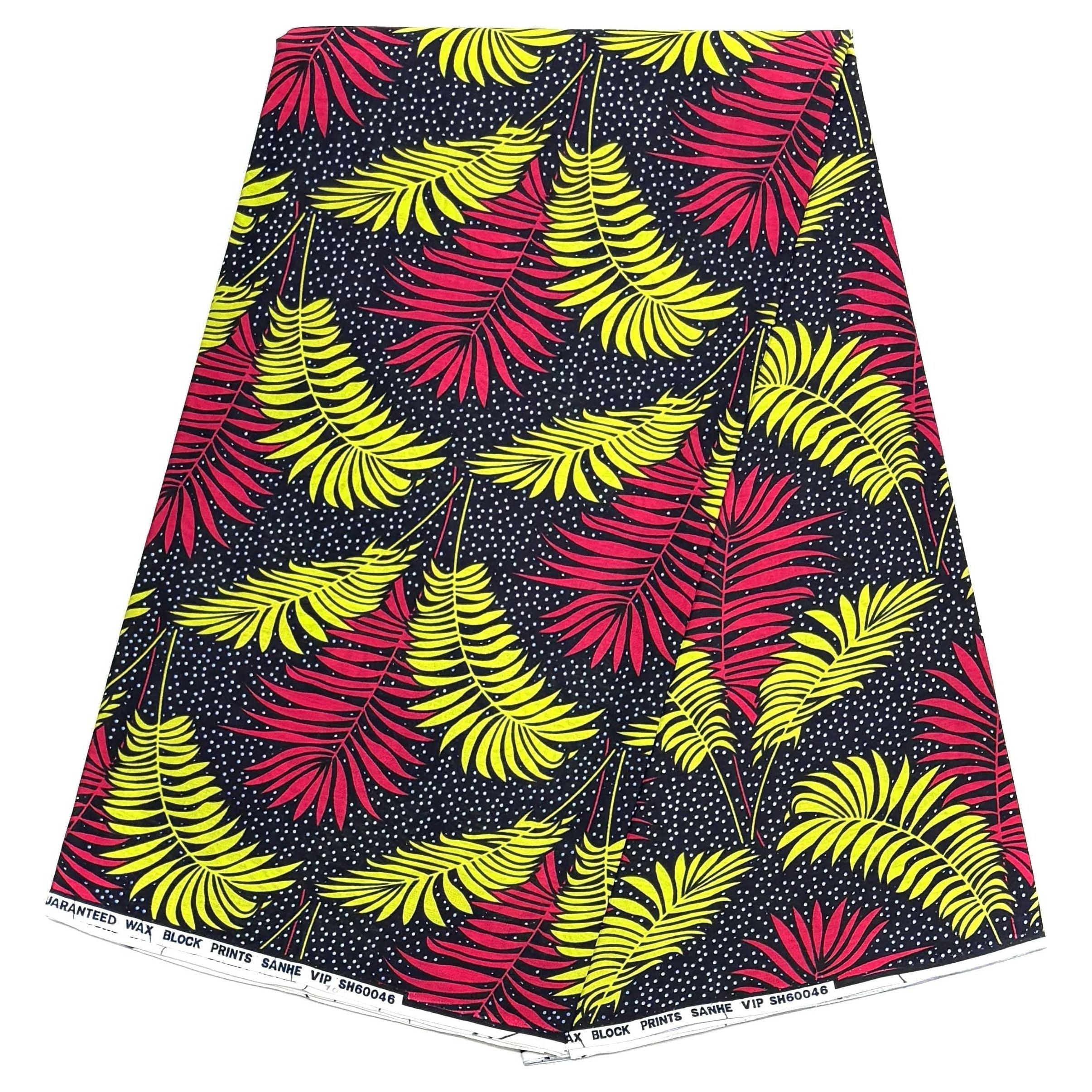 Wax Tissu Pagne Africain - Coupon 2 Yards 100% Coton - JAUNE / ROUGE