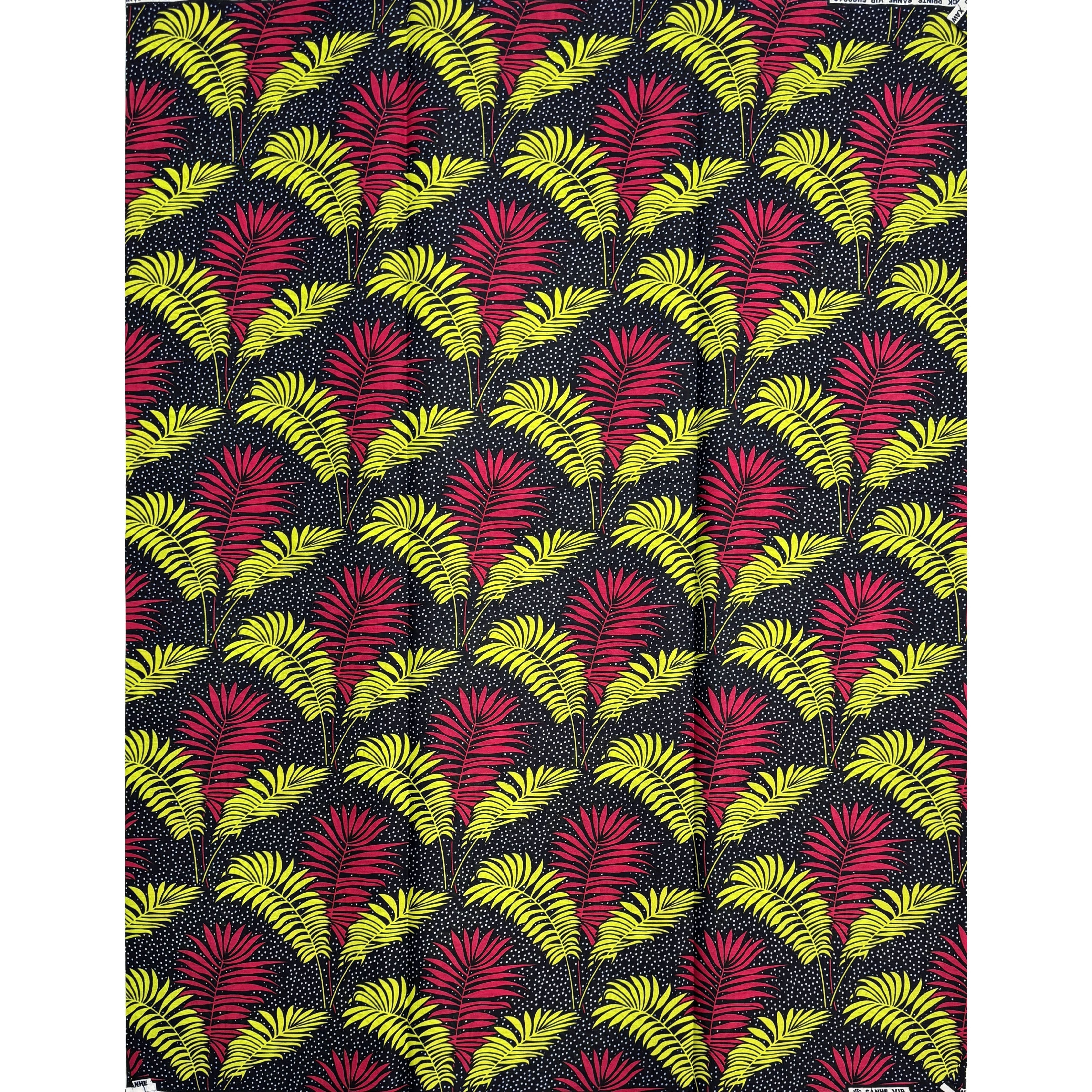 Wax Tissu Pagne Africain - Coupon 2 Yards 100% Coton - JAUNE / ROUGE