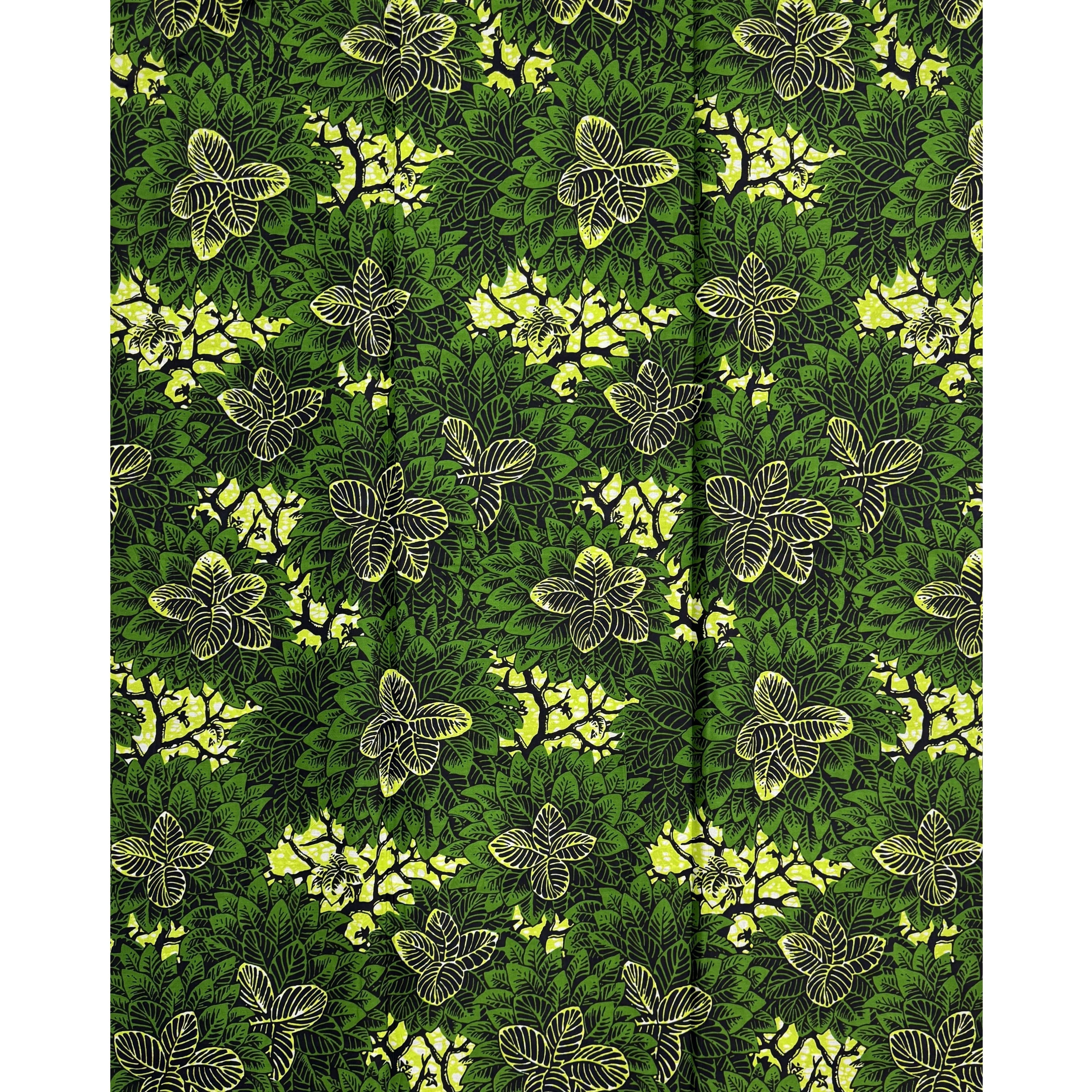 Wax Tissu Pagne Africain - Coupon 2 Yards 100% Coton - VERT