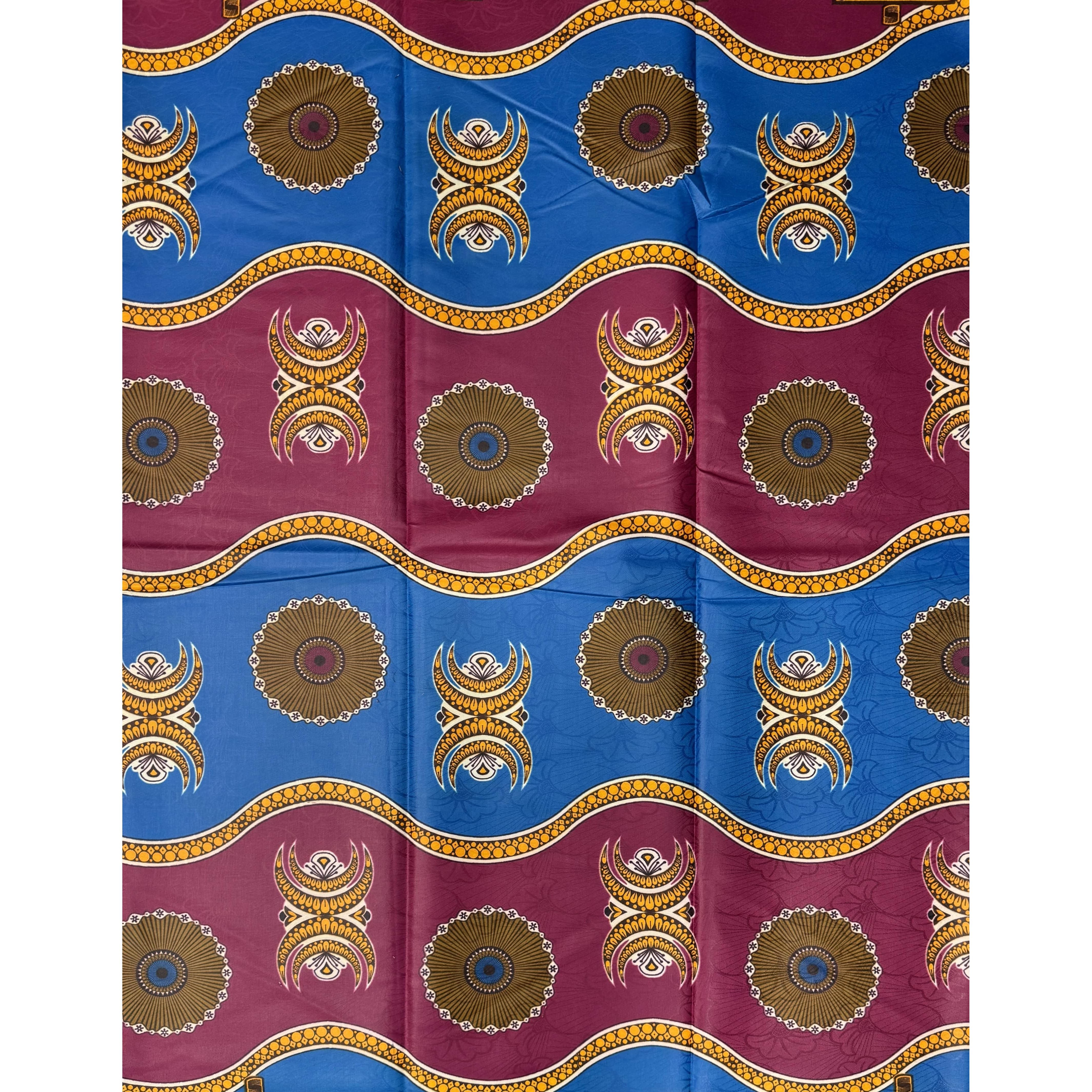 Bazin Wax African Pagne - 6 Yards Cotton Fabric - PURPLE / BLUE