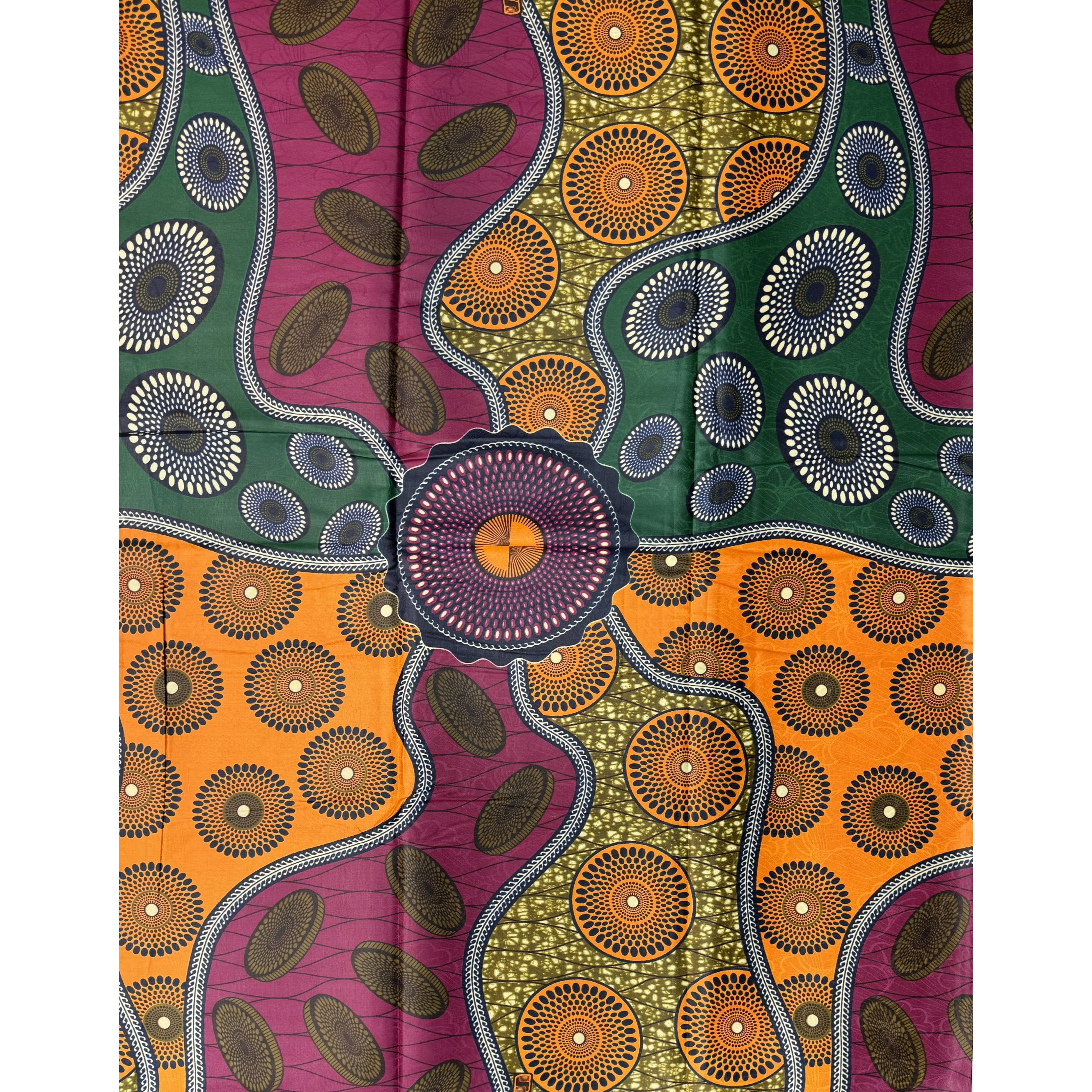 Bazin Wax African Pagne - 6 Yards Cotton Fabric - PINK / GREEN