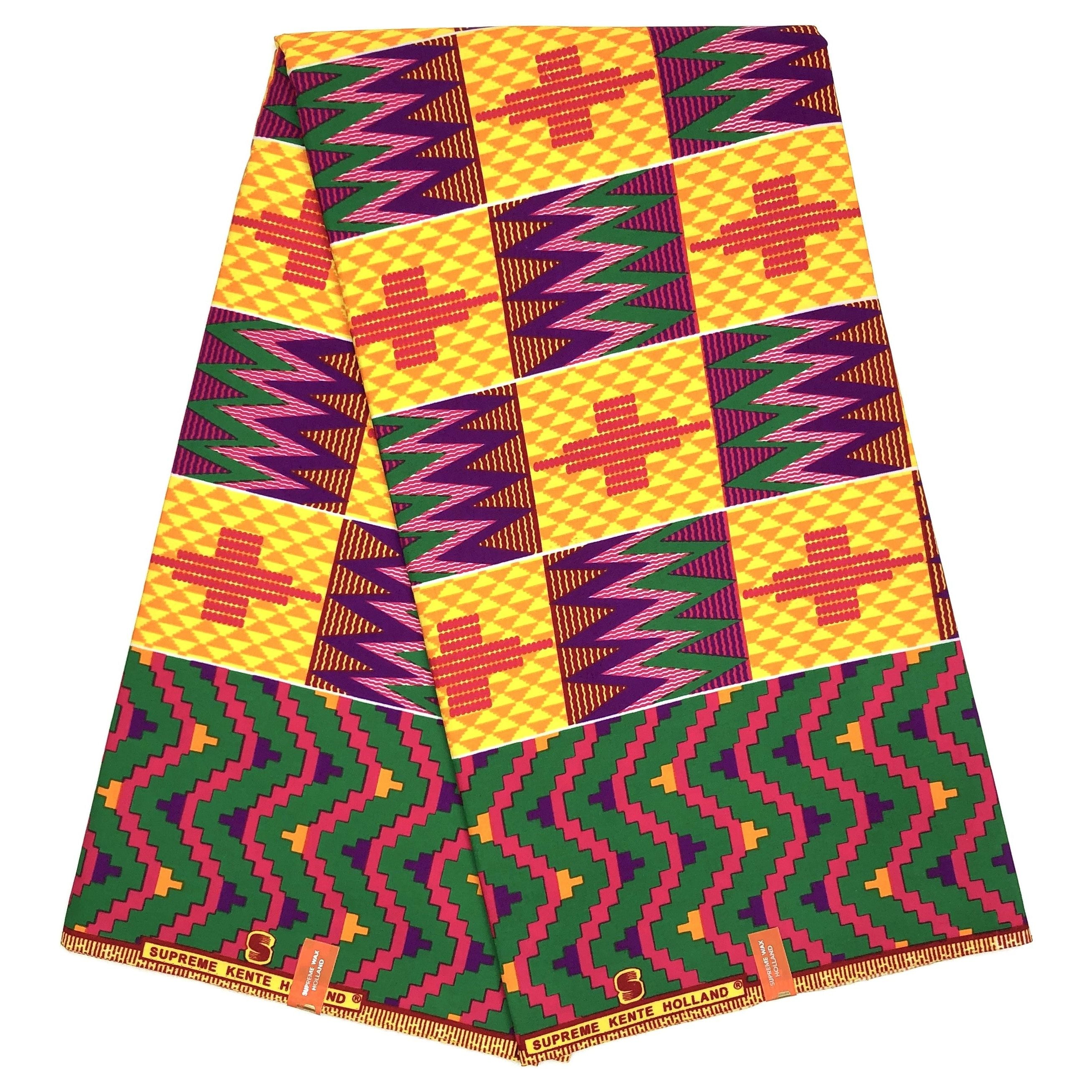 Wax African Loincloth - 6 Yards Cotton Fabric - SUPREME KENTE/KINTA/KITA