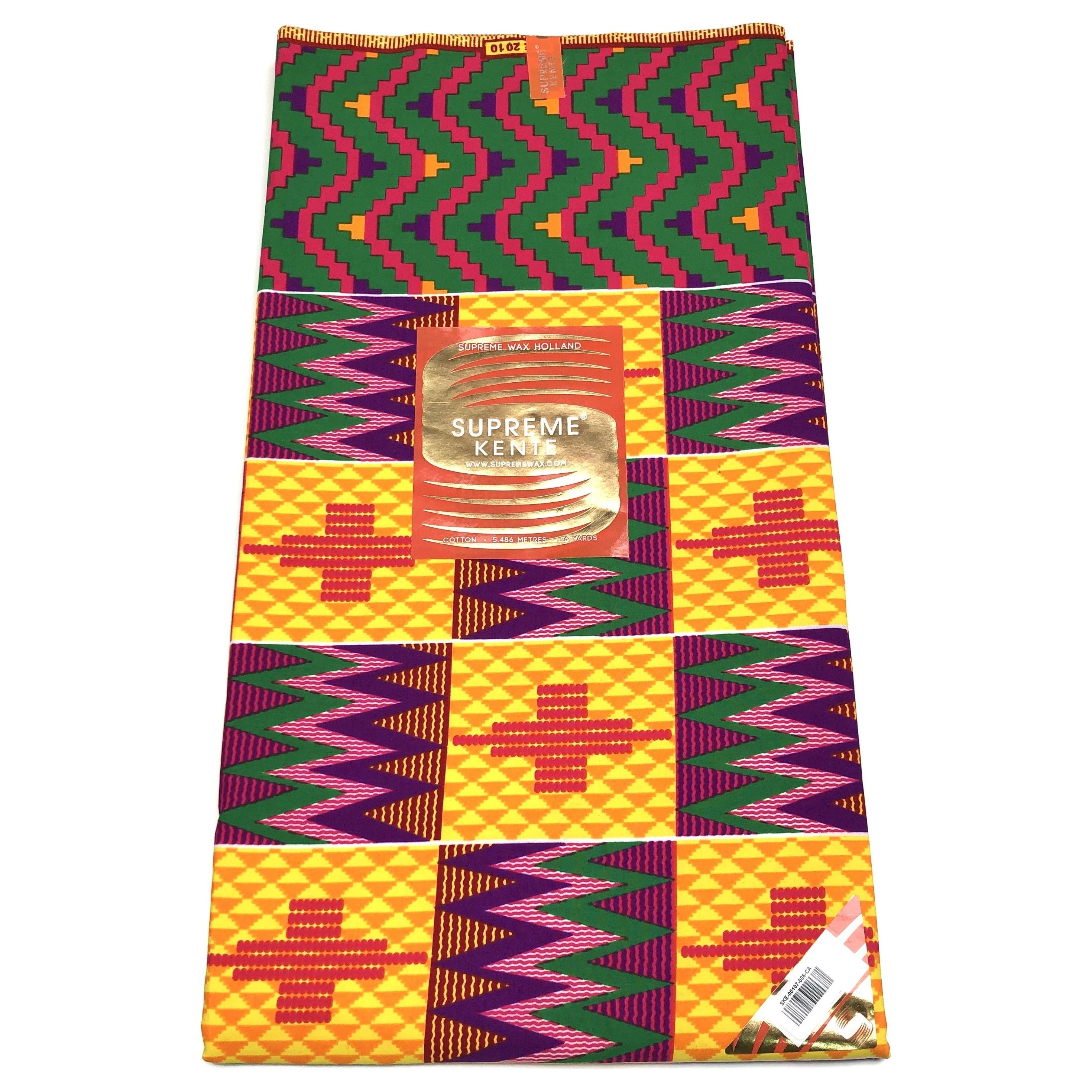 Wax African Loincloth - 6 Yards Cotton Fabric - SUPREME KENTE/KINTA/KITA