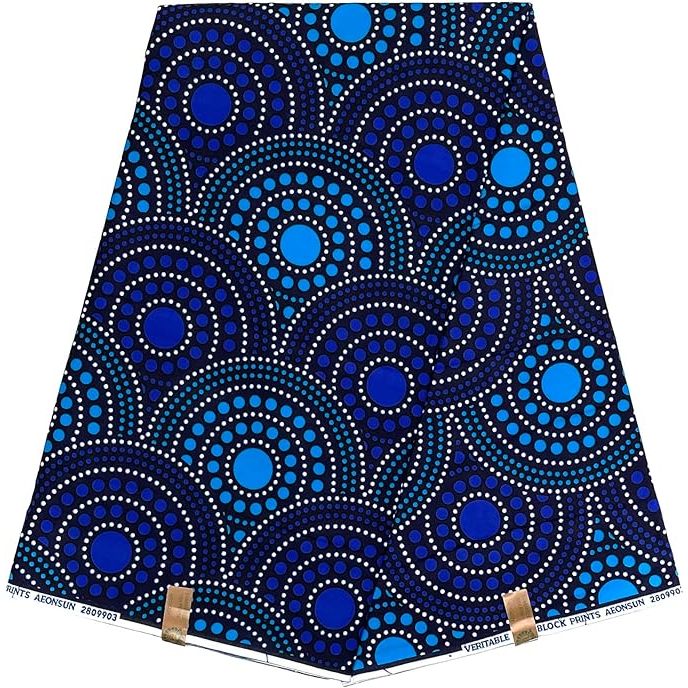 Wax Pagne Africain - Tissu 6 Yards 100% Coton - BLEU