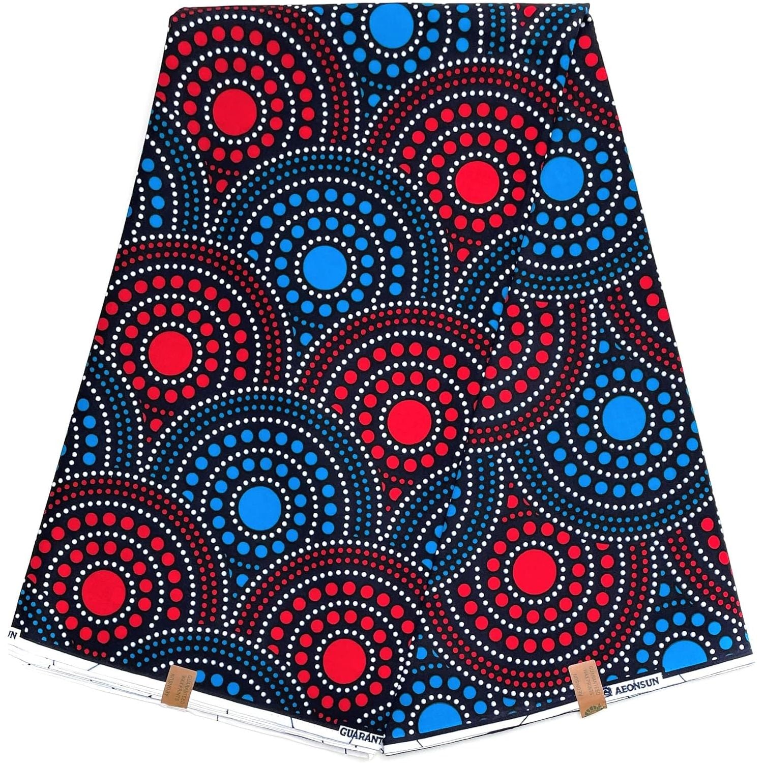 Wax Pagne Africain - Tissu 6 Yards 100% Coton - ROUGE / BLEU