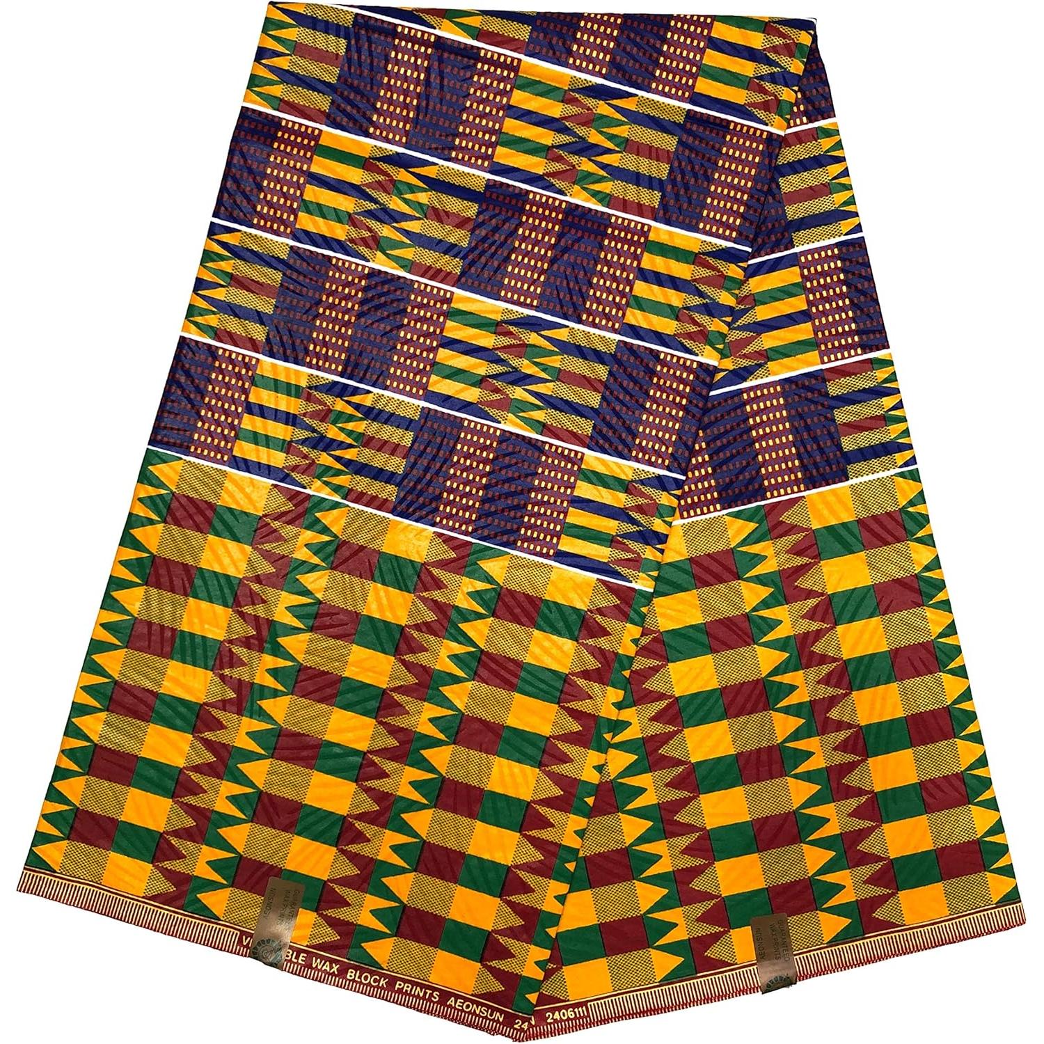 Pagne di cera africana - Tessuto di cotone da 6 metri - Collezione "Waffle" - KENTE/KINTE/KITA