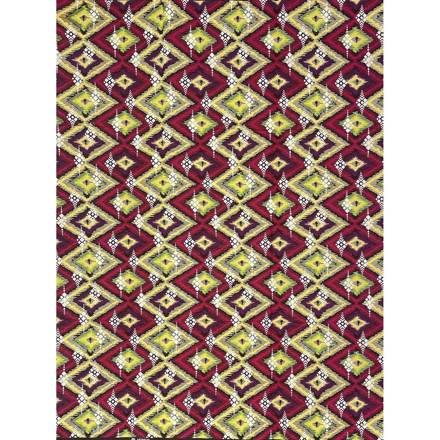 Wax Tissu Pagne Africain - Coupon 2 Yards 100% Coton - ROSE / VERT