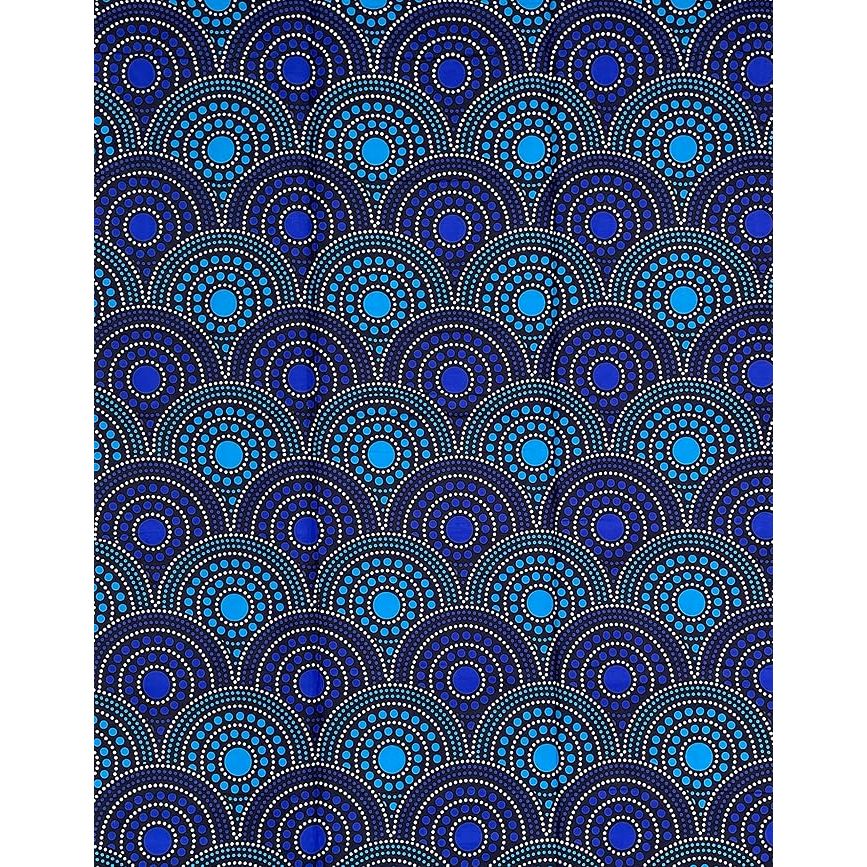 Wax Pagne Africain - Tissu 6 Yards 100% Coton - BLEU