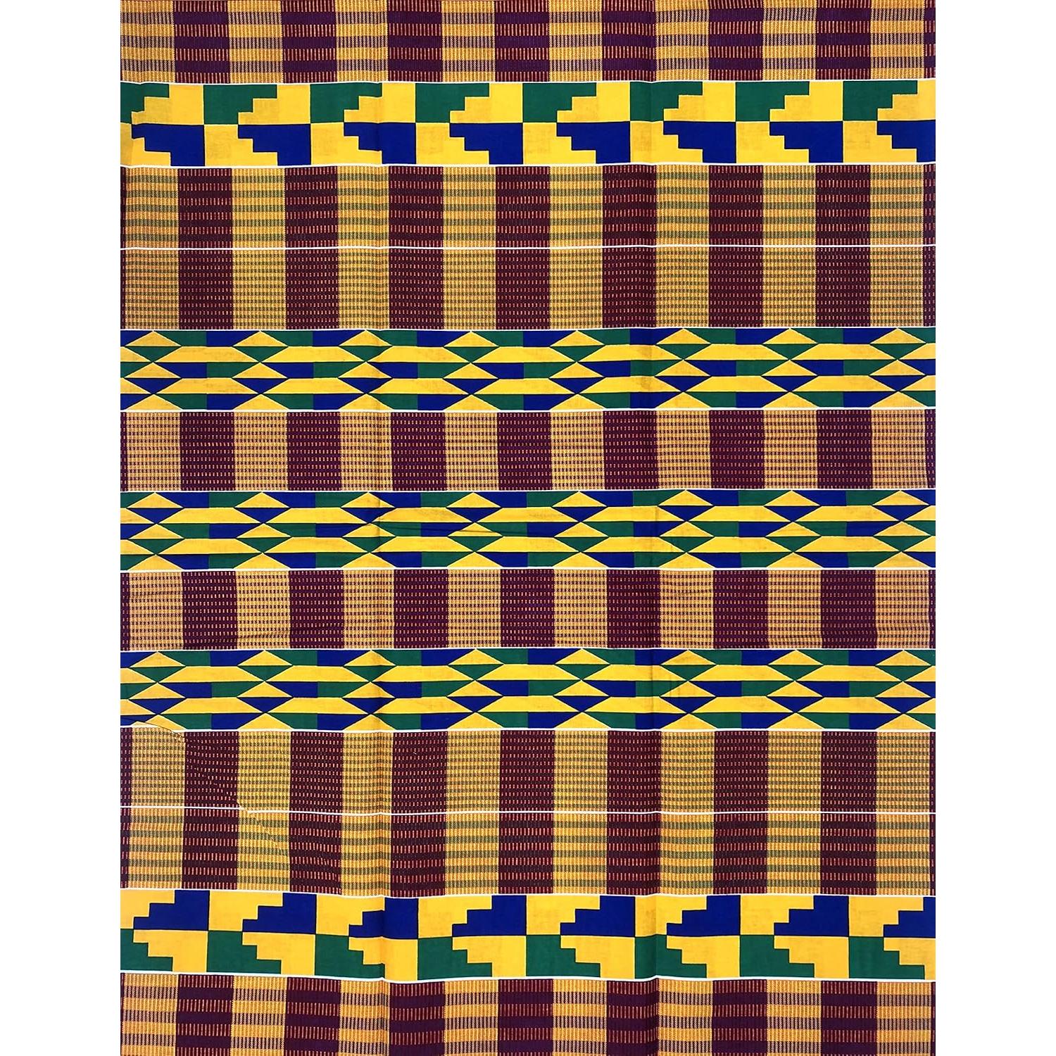 Pagne di cera africana - Tessuto di cotone 100% da 6 metri - KENTE / KINTE / KITA