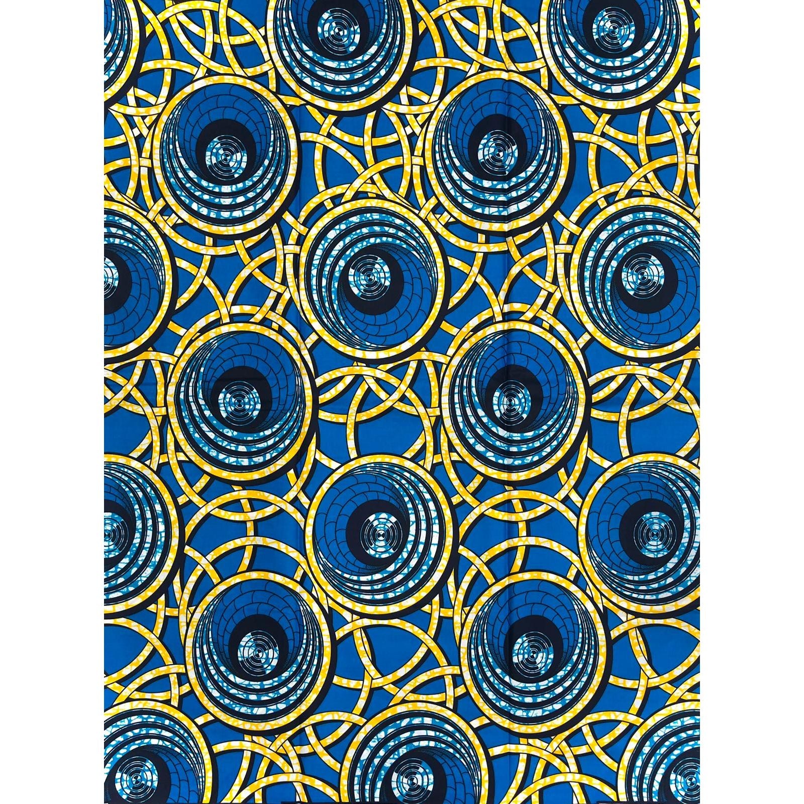 Wax Pagne Africain - Tissu 6 Yards 100% Coton - PHOENIX - BLEU / ORANGE