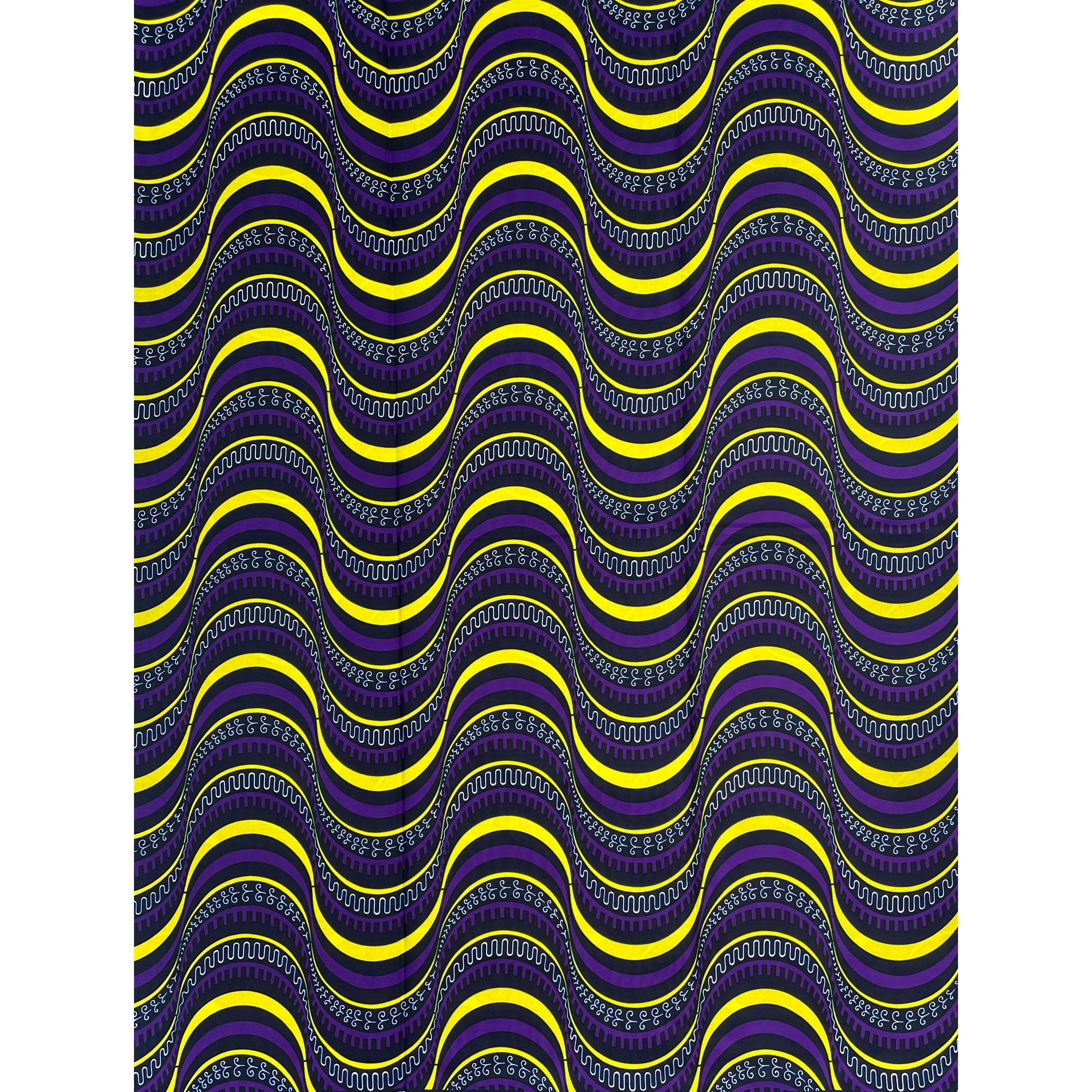 Wax African Loincloth Fabric - Coupon 2 Yards 100% Cotton - PURPLE / YELLOW