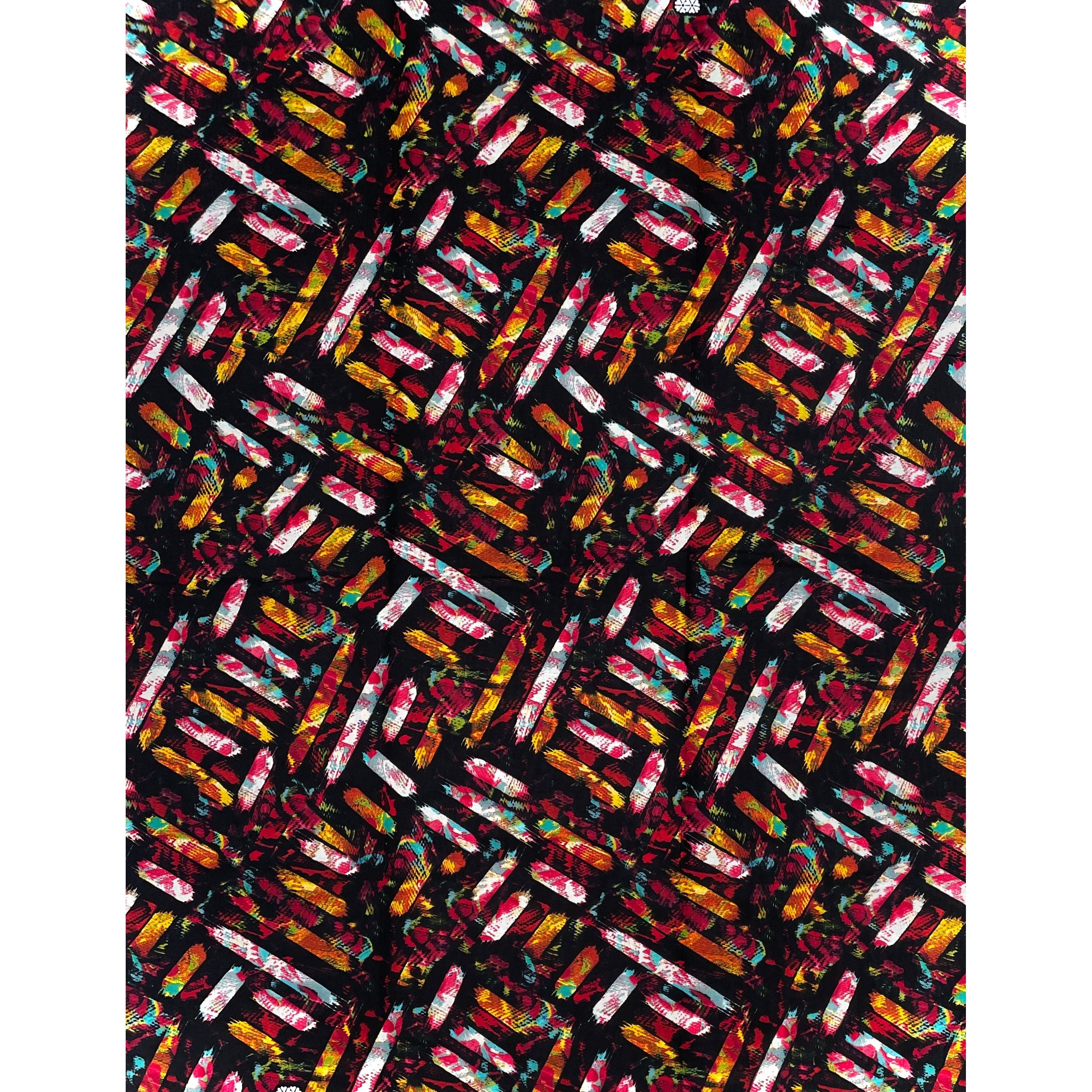 Wax Pagne Africain - Tissu 6 Yards 100% Coton - Fond NOIR