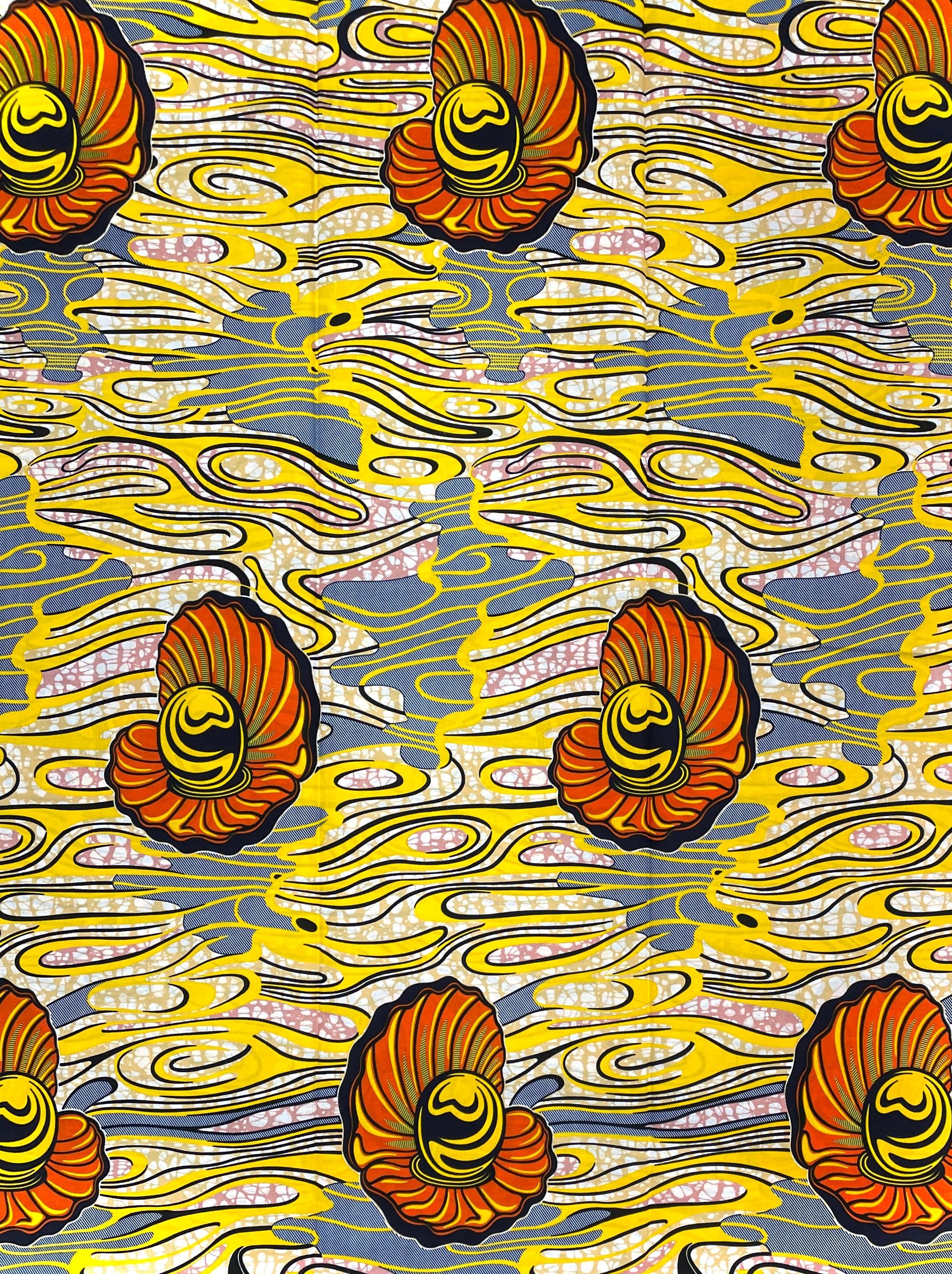 Wax Pagne Africain - Tissu 6 Yards 100% Coton - JAUNE / ORANGE