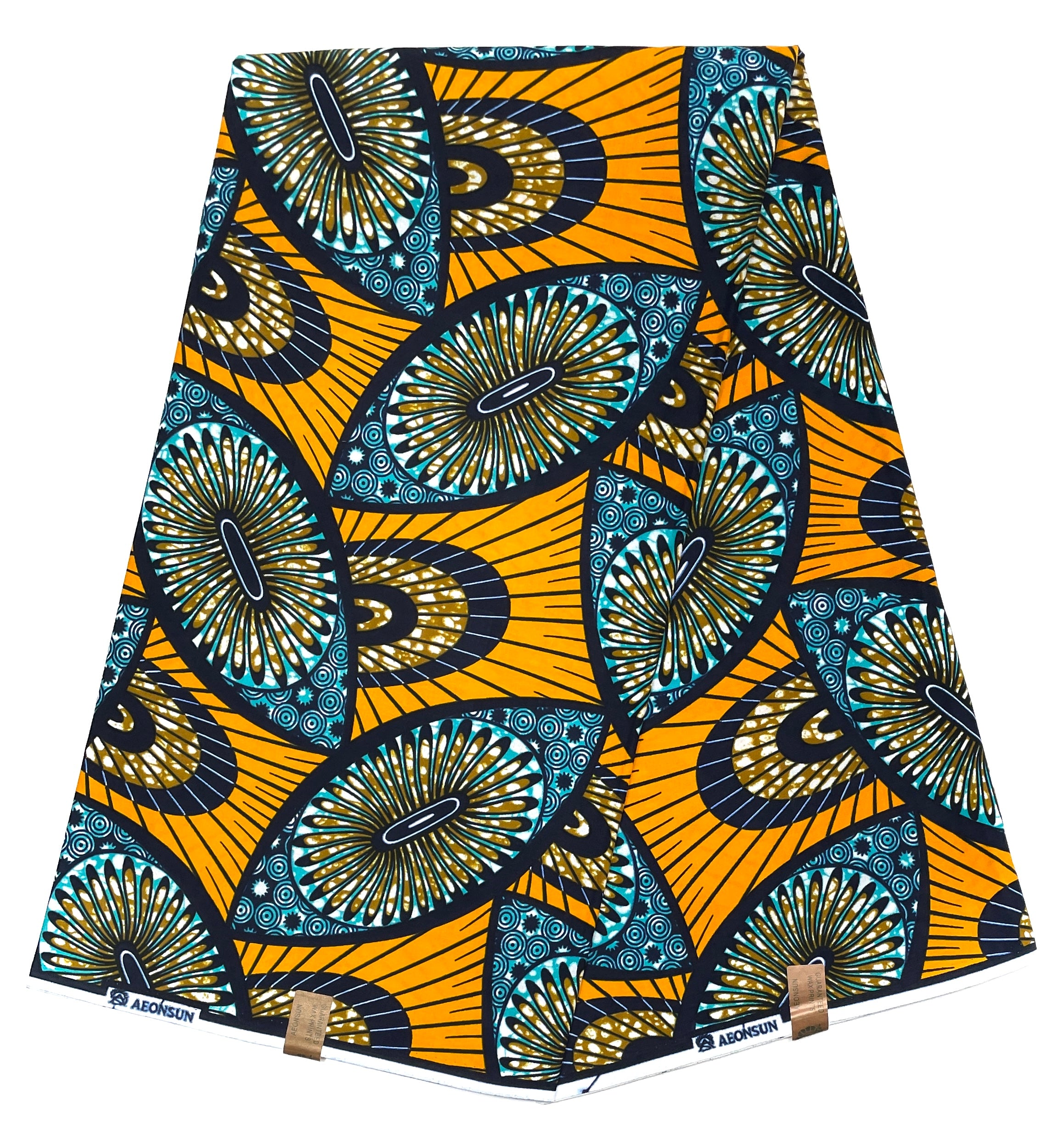 Wax Pagne Africain - Tissu 6 Yards 100% Coton - JAUNE / TURQUOISE