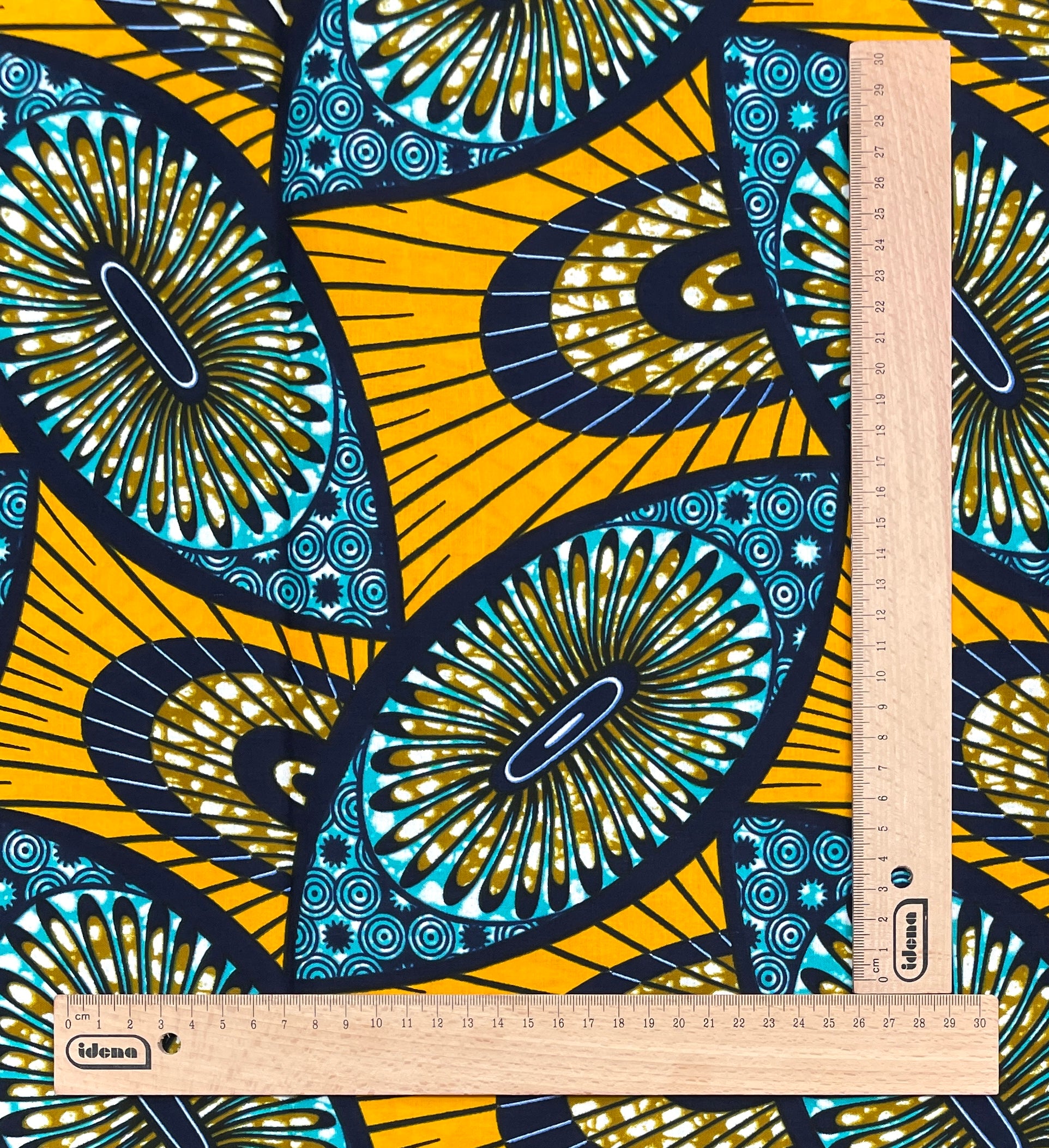 Wax Tissu Pagne Africain - Coupon 2 Yards 100% Coton - JAUNE / TURQUOISE