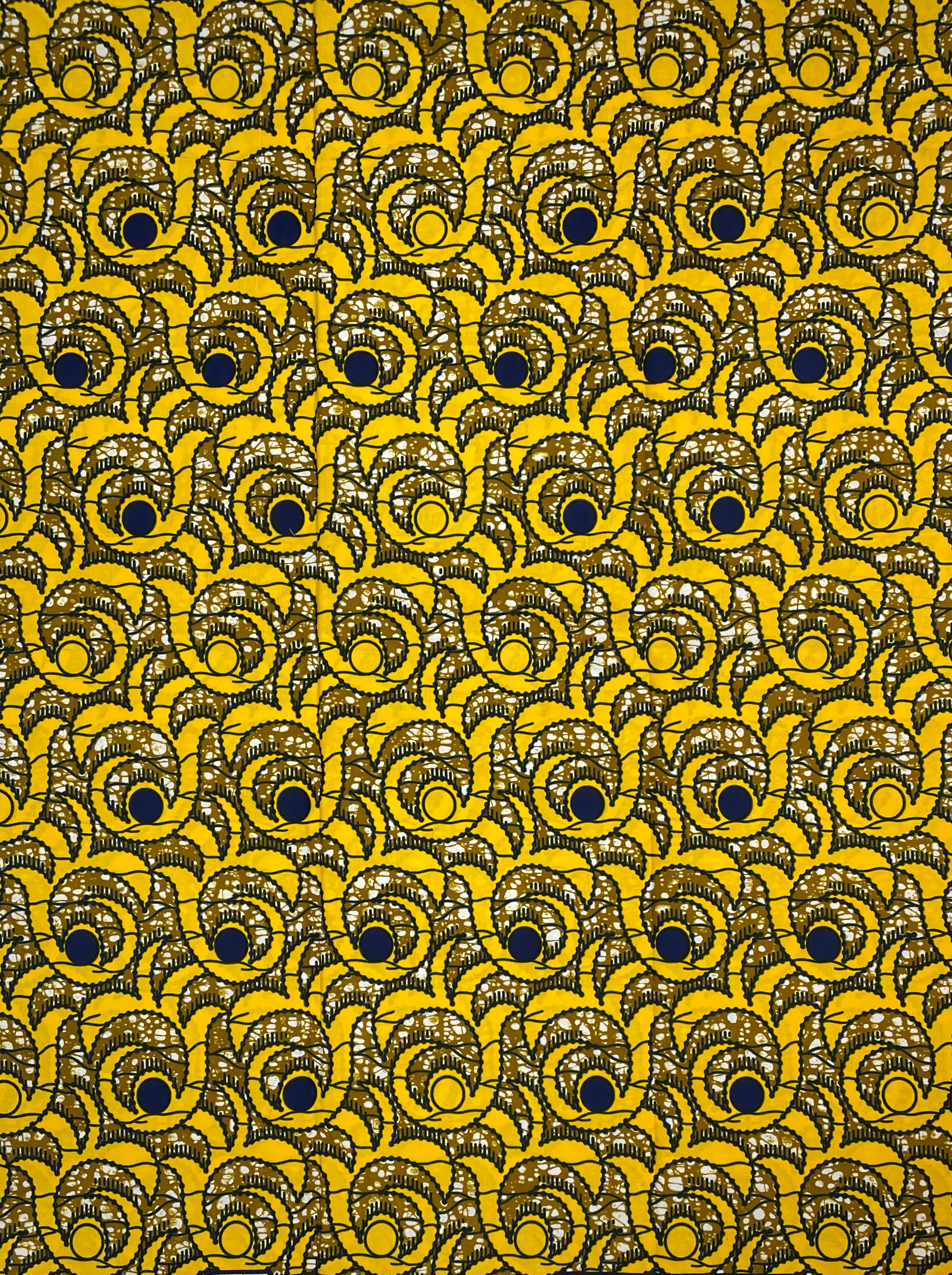 Wax Pagne Africain - Tissu 6 Yards 100% Coton - JAUNE / BLEU