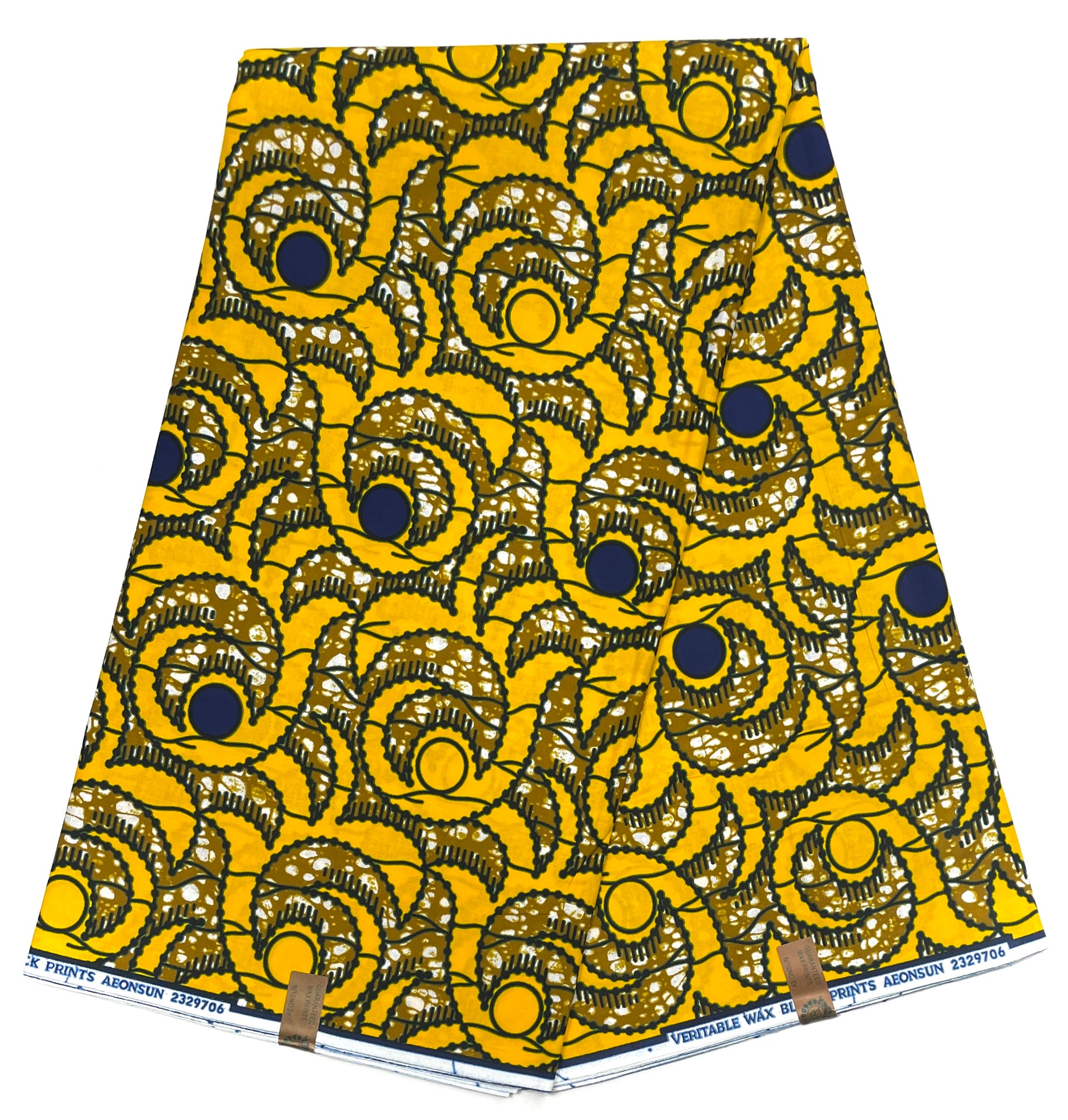 Wax Pagne Africain - Tissu 6 Yards 100% Coton - JAUNE / BLEU