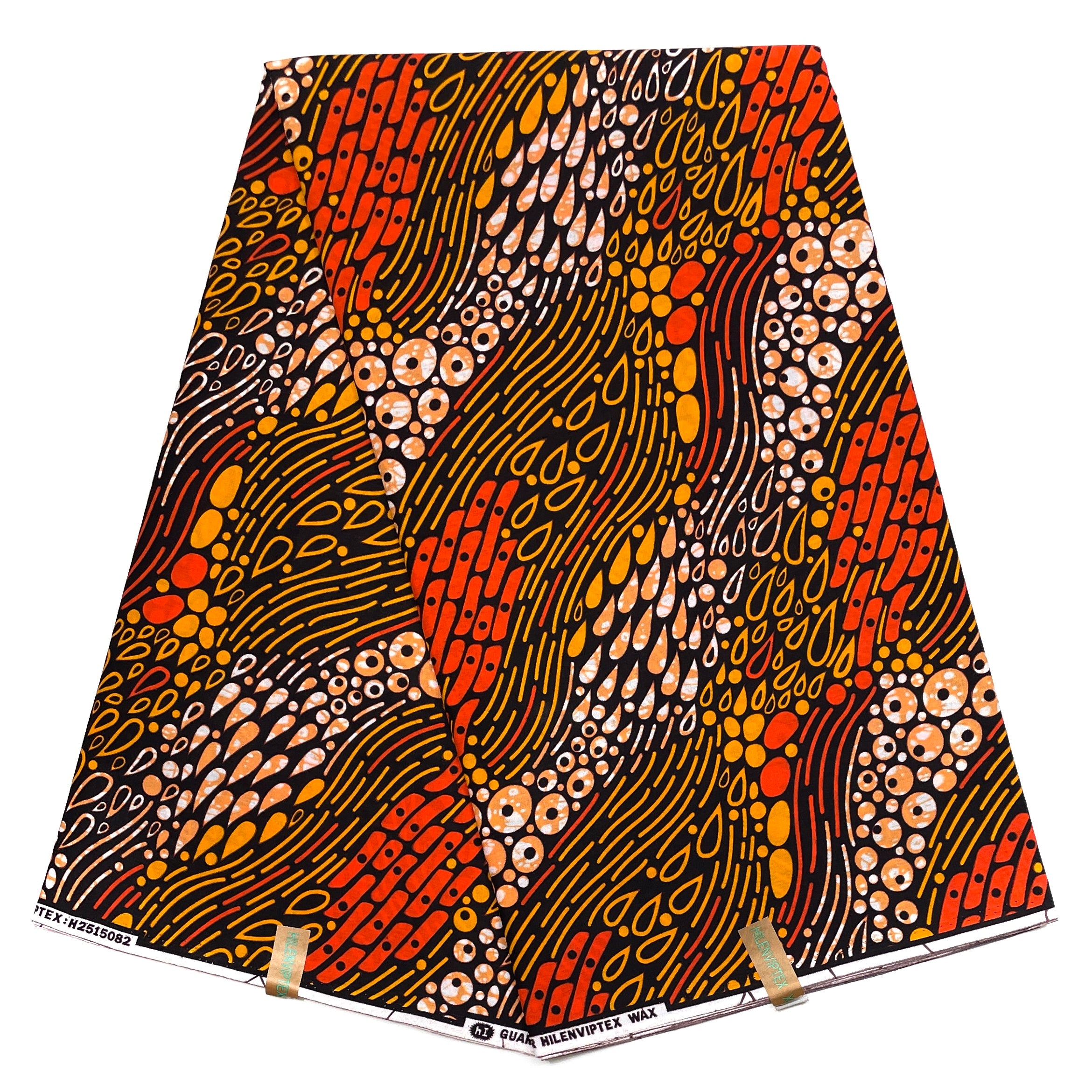 Wax Pagne Africain - Tissu 100% Coton - ORANGE / MARRON