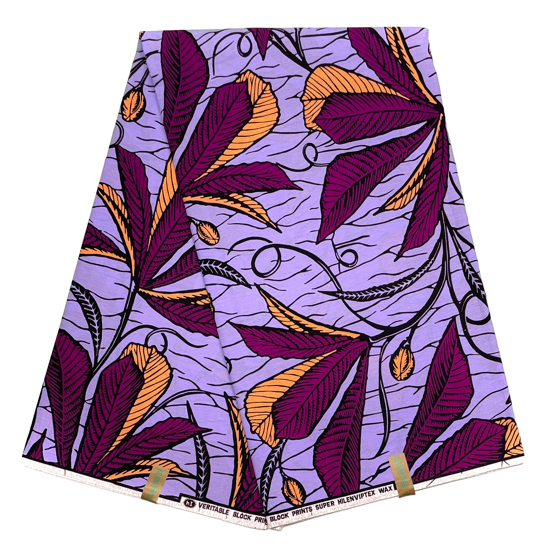 Wax Pagne Africain - Tissu 100% Coton - VIOLET / SAUMON CLAIR