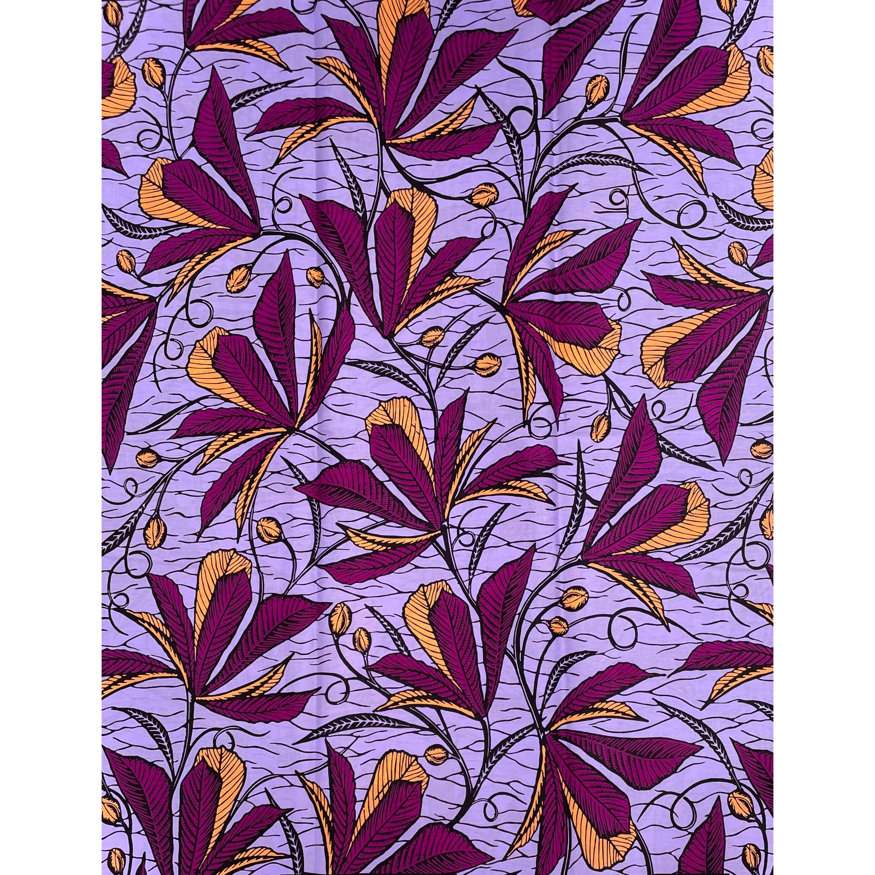 Wax Pagne Africain - Tissu 100% Coton - VIOLET / SAUMON CLAIR