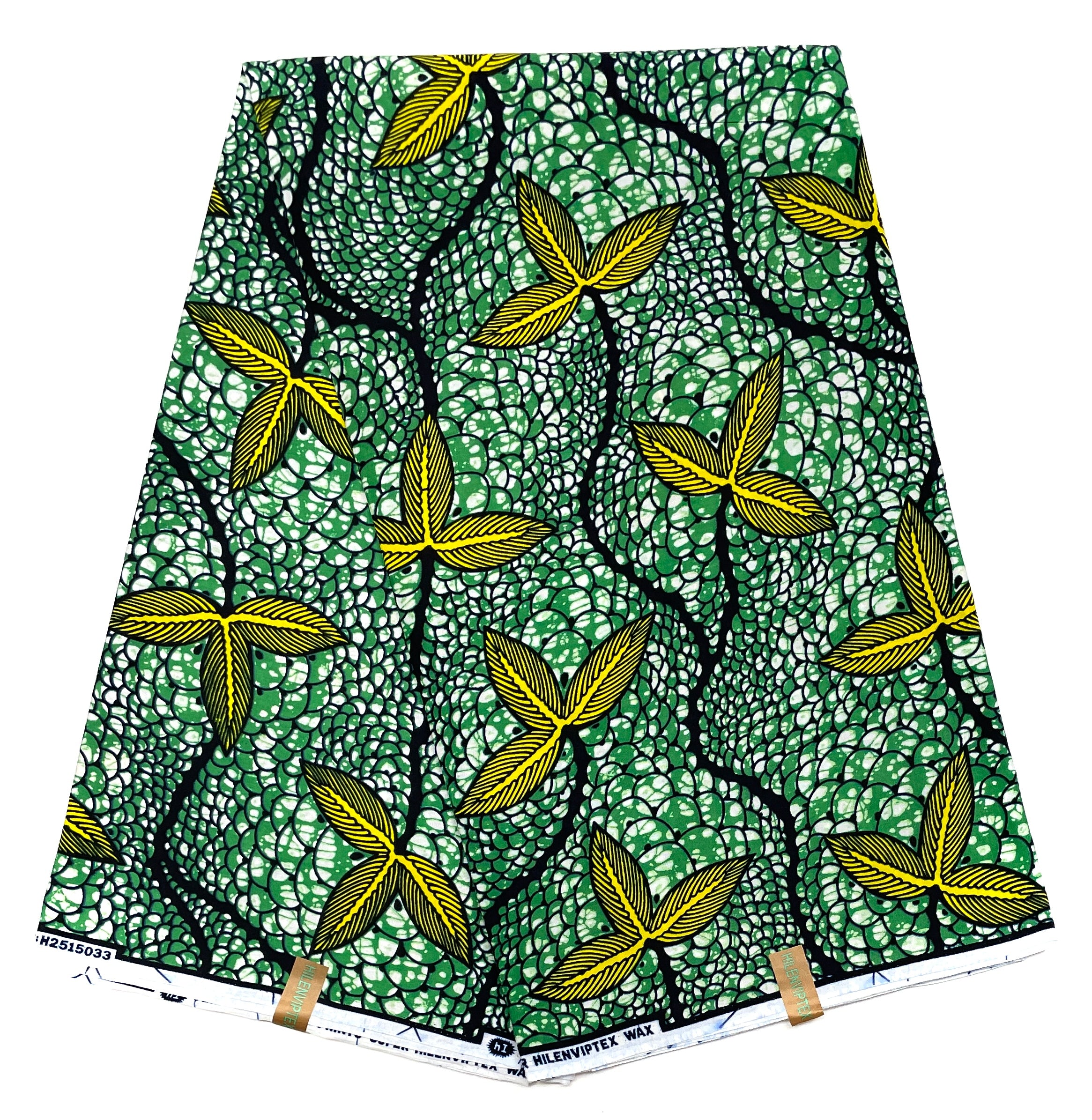 Wax Pagne Africain - Tissu 100% Coton - JAUNE / VERT