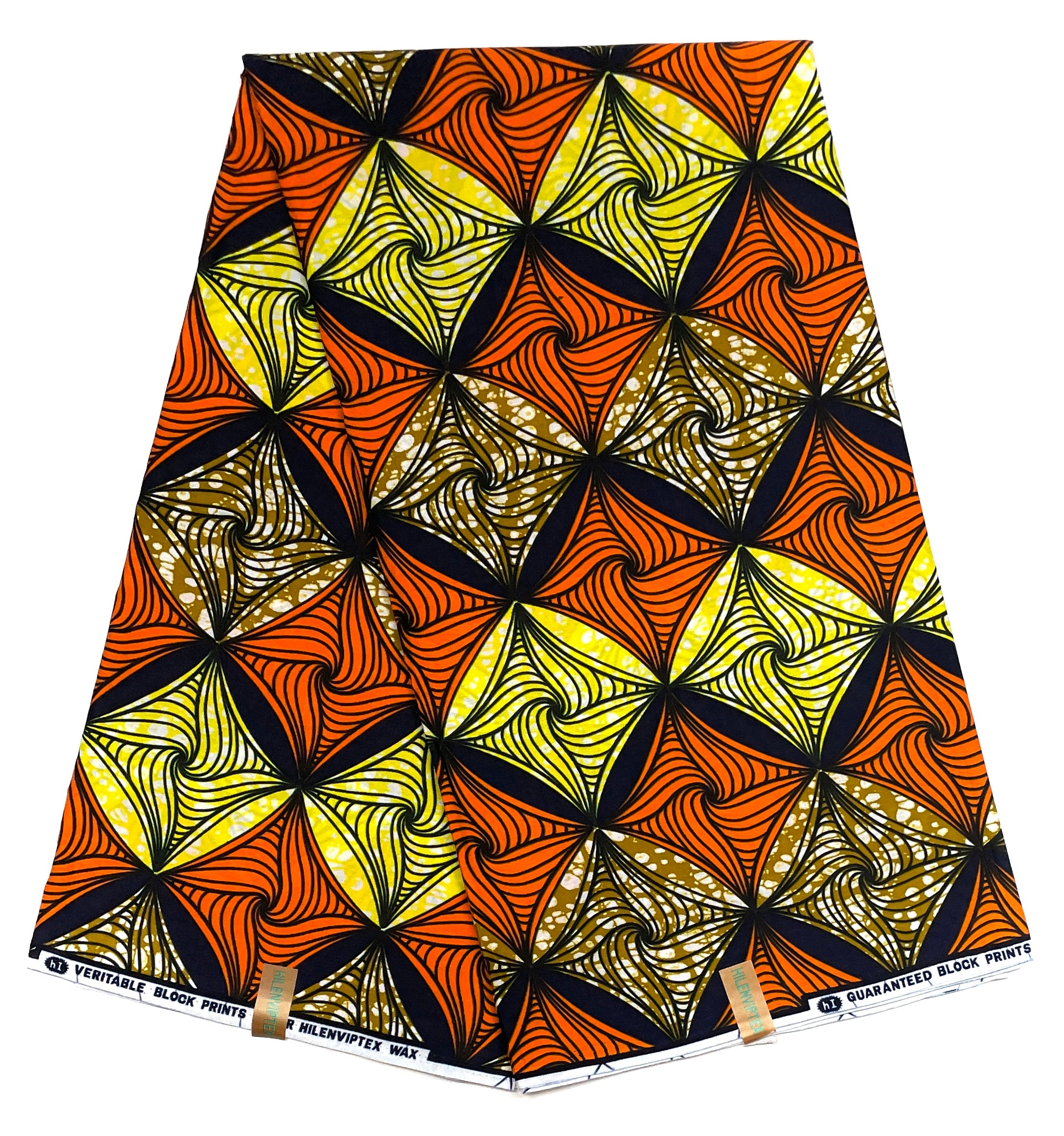 Wax Pagne Africain - Tissu 100% Coton - JAUNE / ORANGE