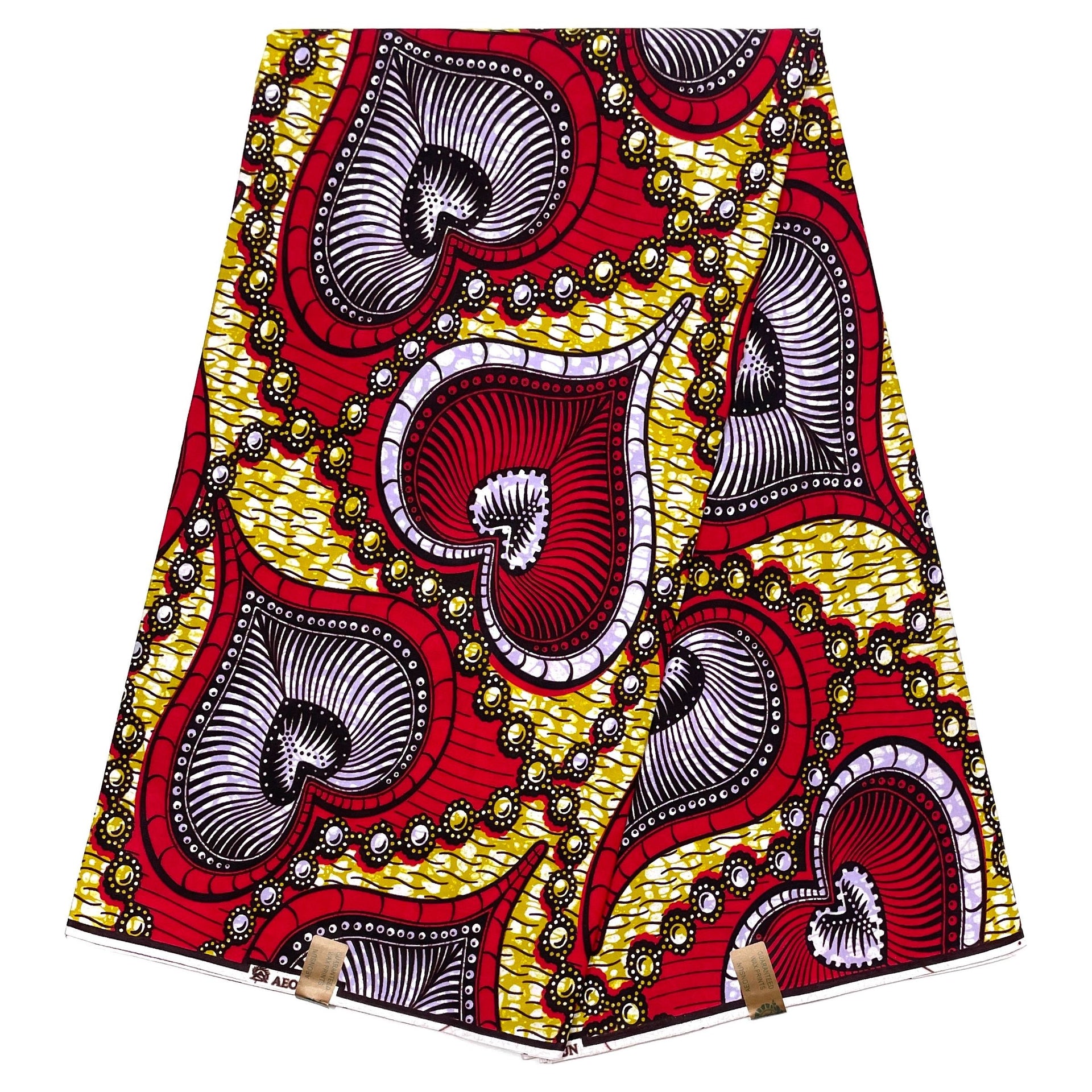 Wax Pagne Africain - Tissu 6 Yards 100% Coton - ROUGE / MAUVE