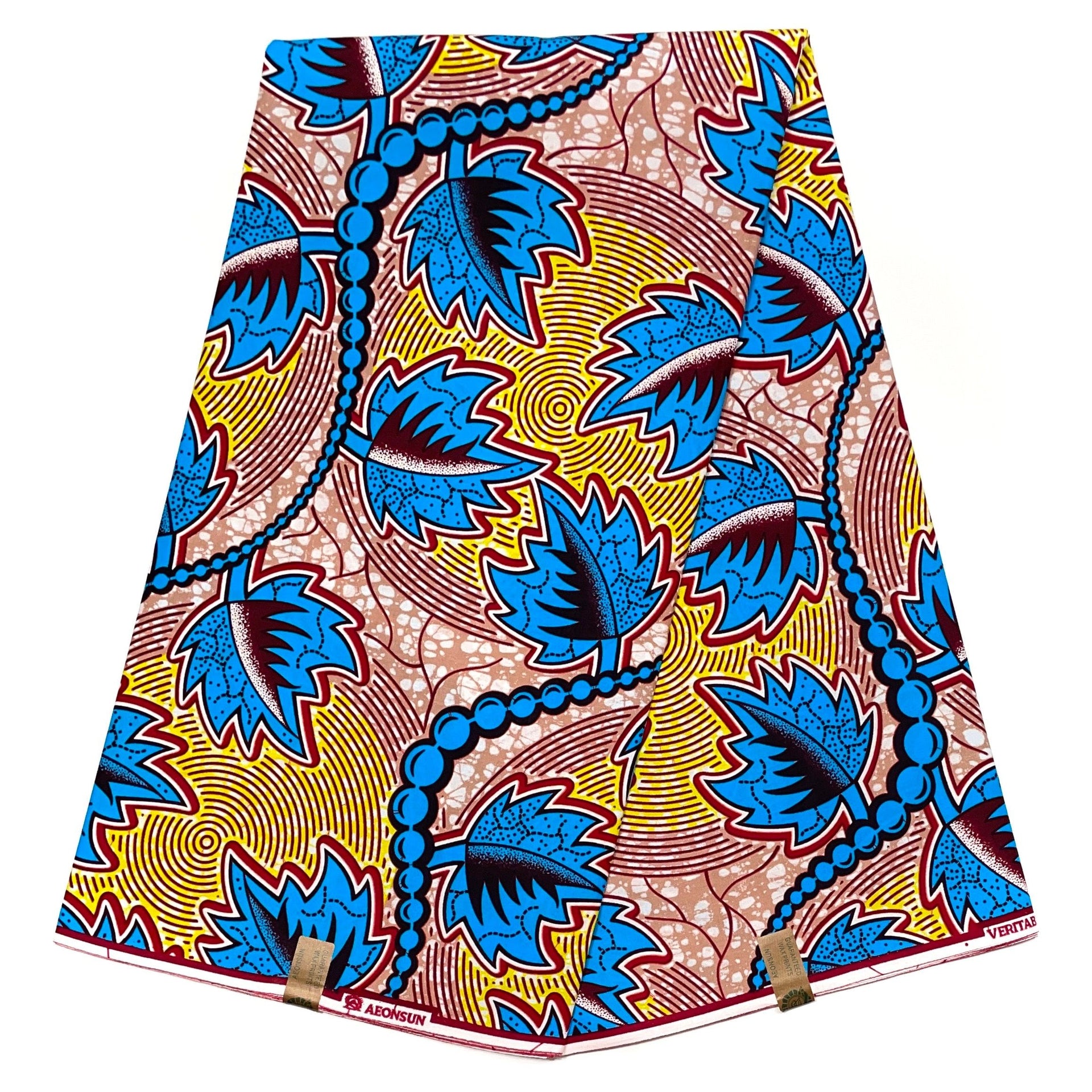 Wax Pagne Africain - Tissu 6 Yards 100% Coton - BLEU / JAUNE