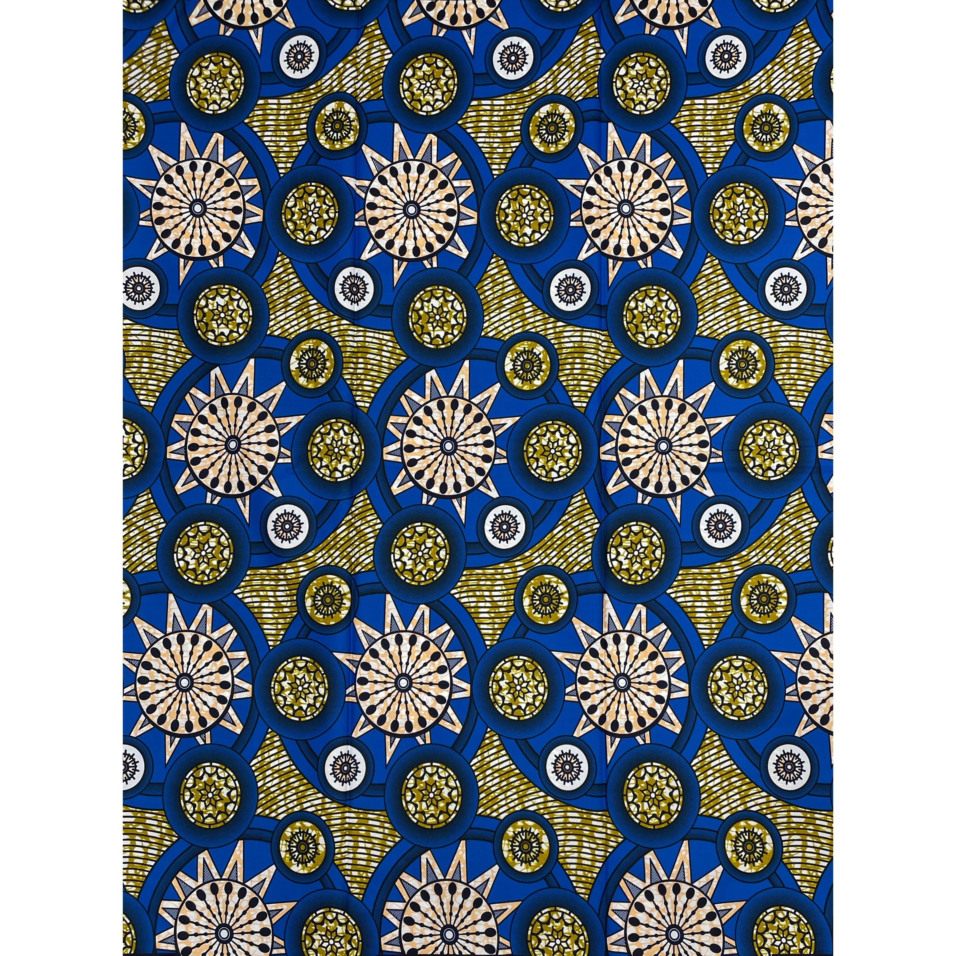 Wax Pagne Africain - Tissu 6 Yards 100% Coton - PHOENIX - BLEU