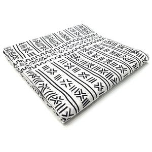 Tissu Bogolan Blanc motif noir